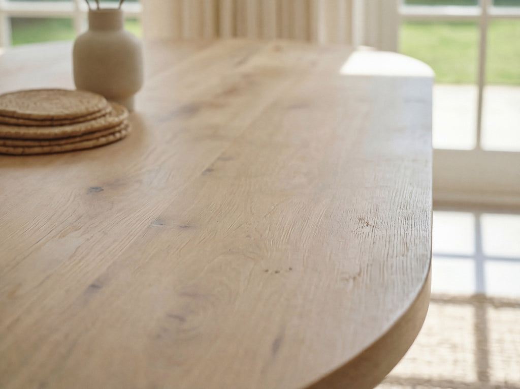 Plat ovale eiken eettafel Sanna