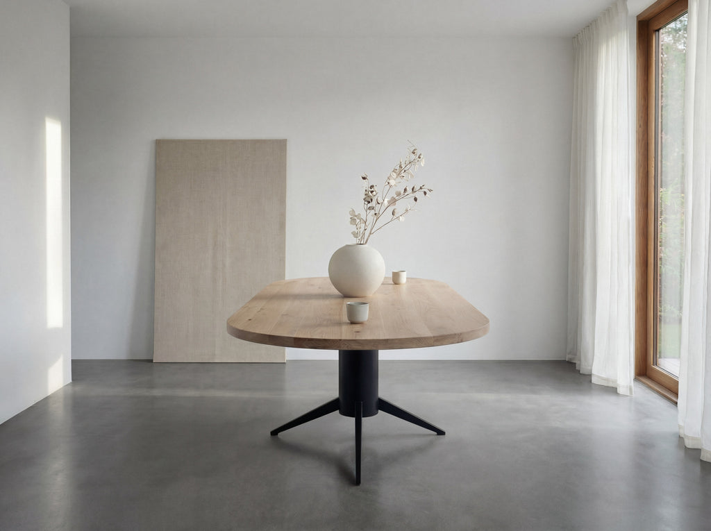 Plat ovale eiken eettafel Sverre