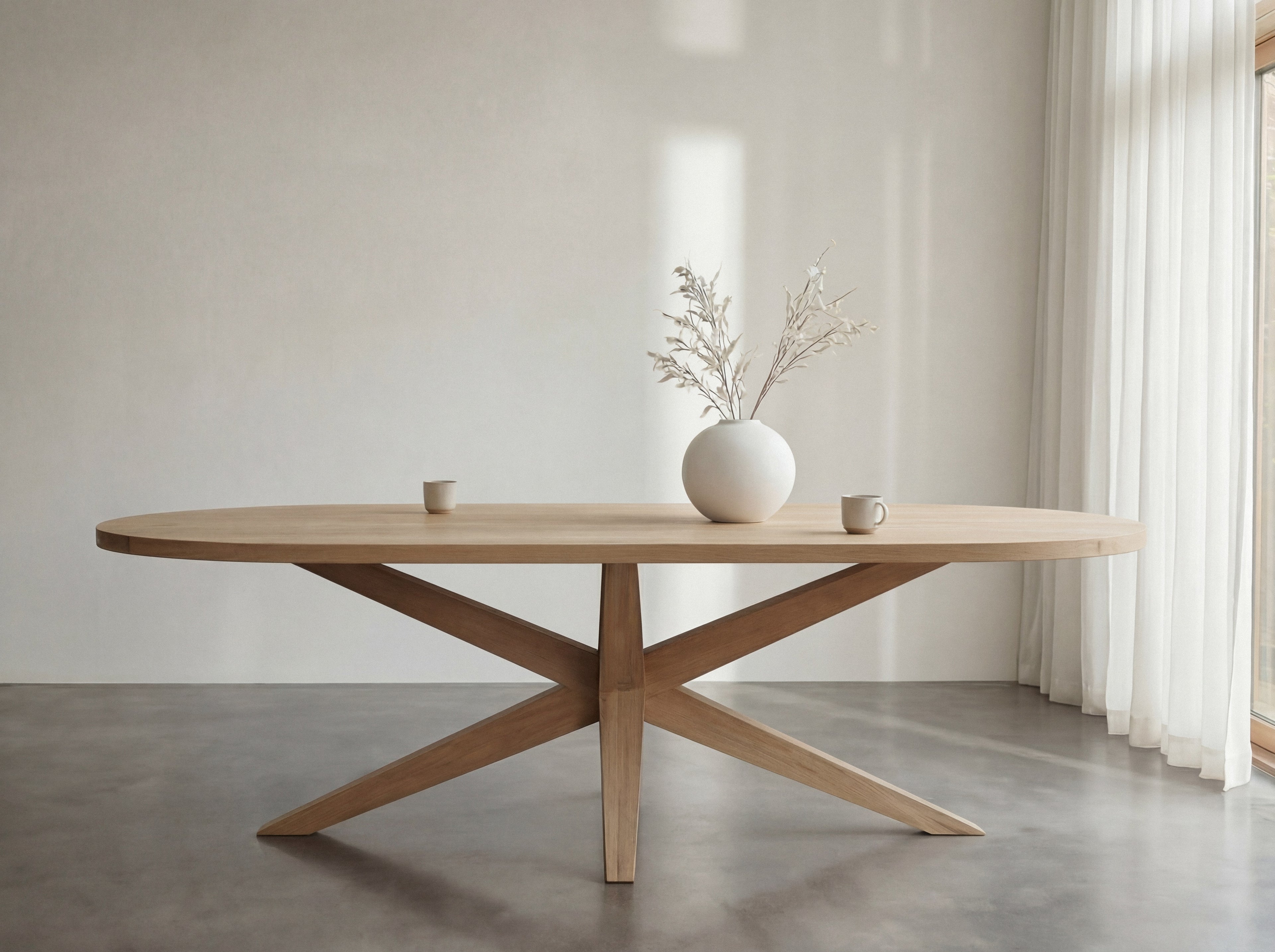 Plat ovale eiken eettafel Filip