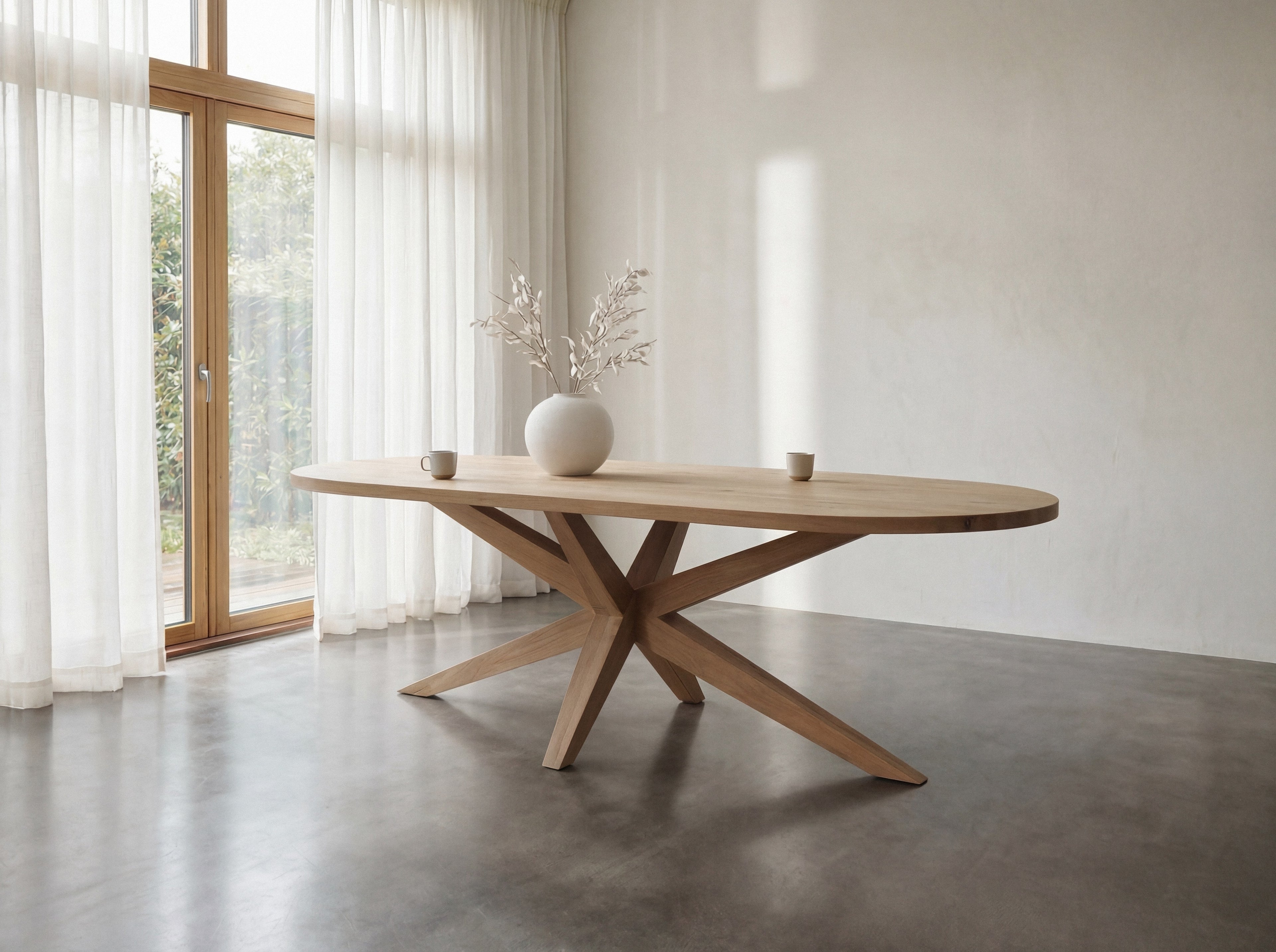 Plat ovale eiken eettafel Filip