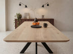 Rechte eiken eettafel Nils ronde hoek
