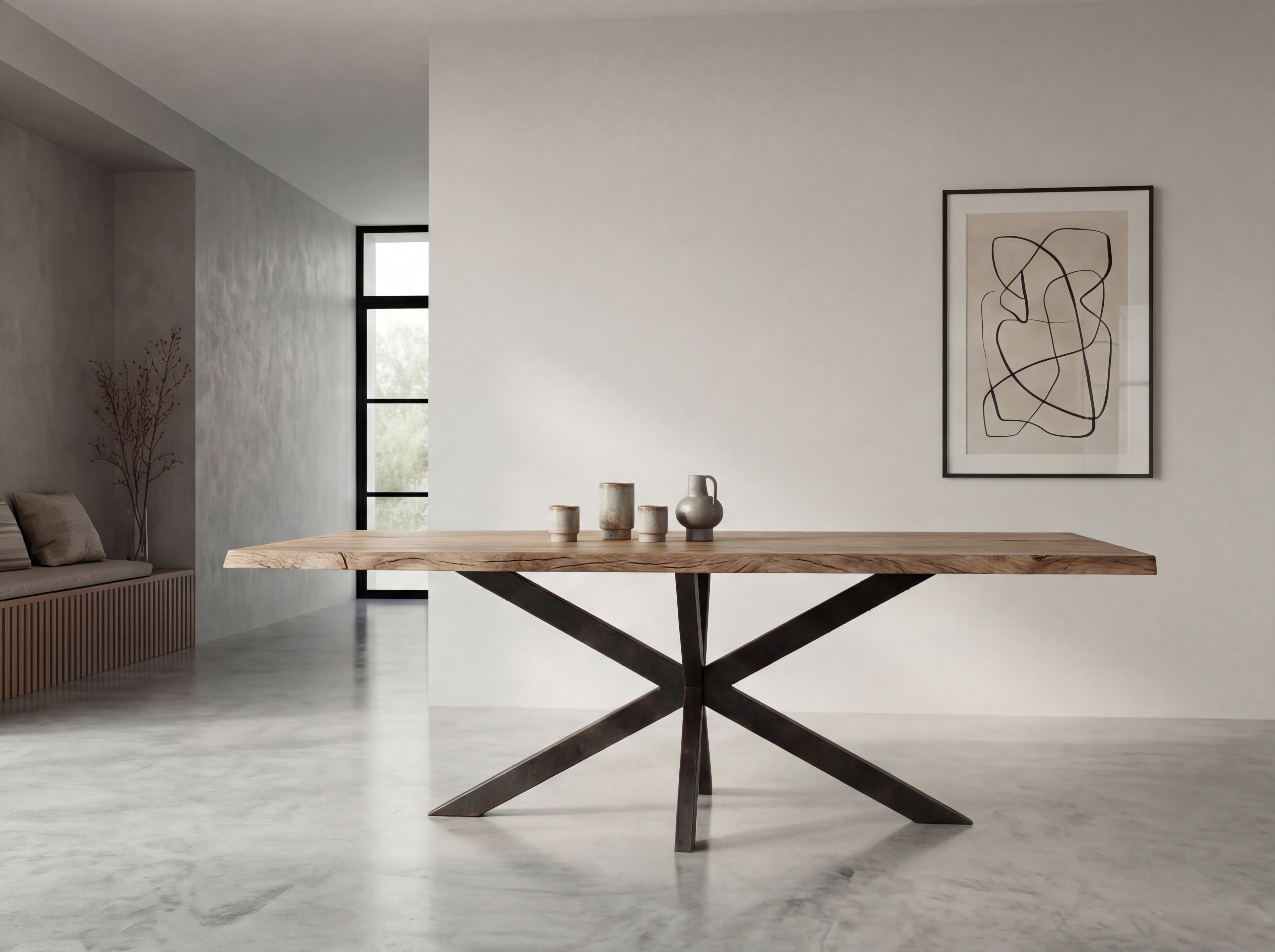 Eiken boomstam eettafel Bjork