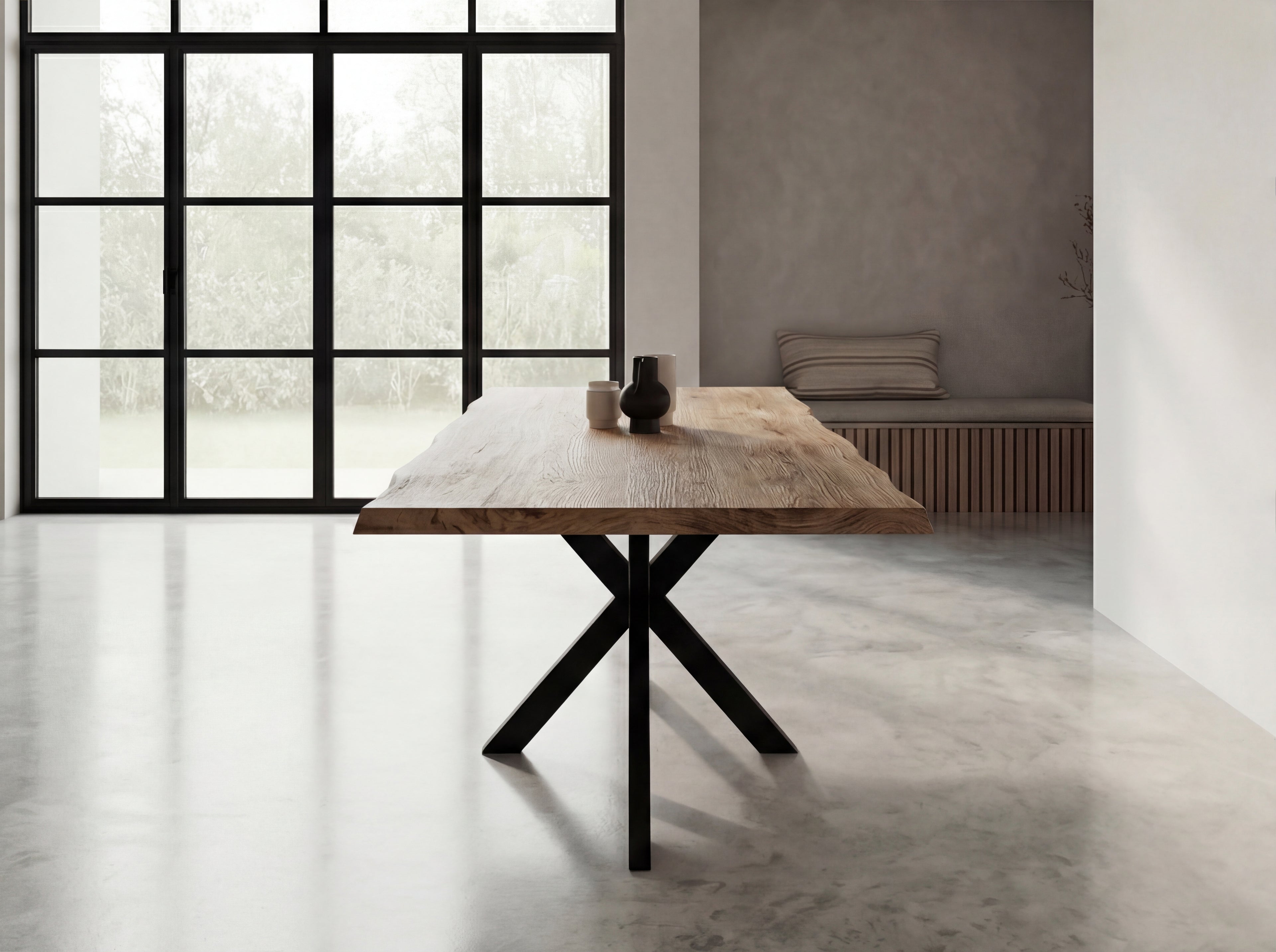 Eiken boomstam eettafel Bjork