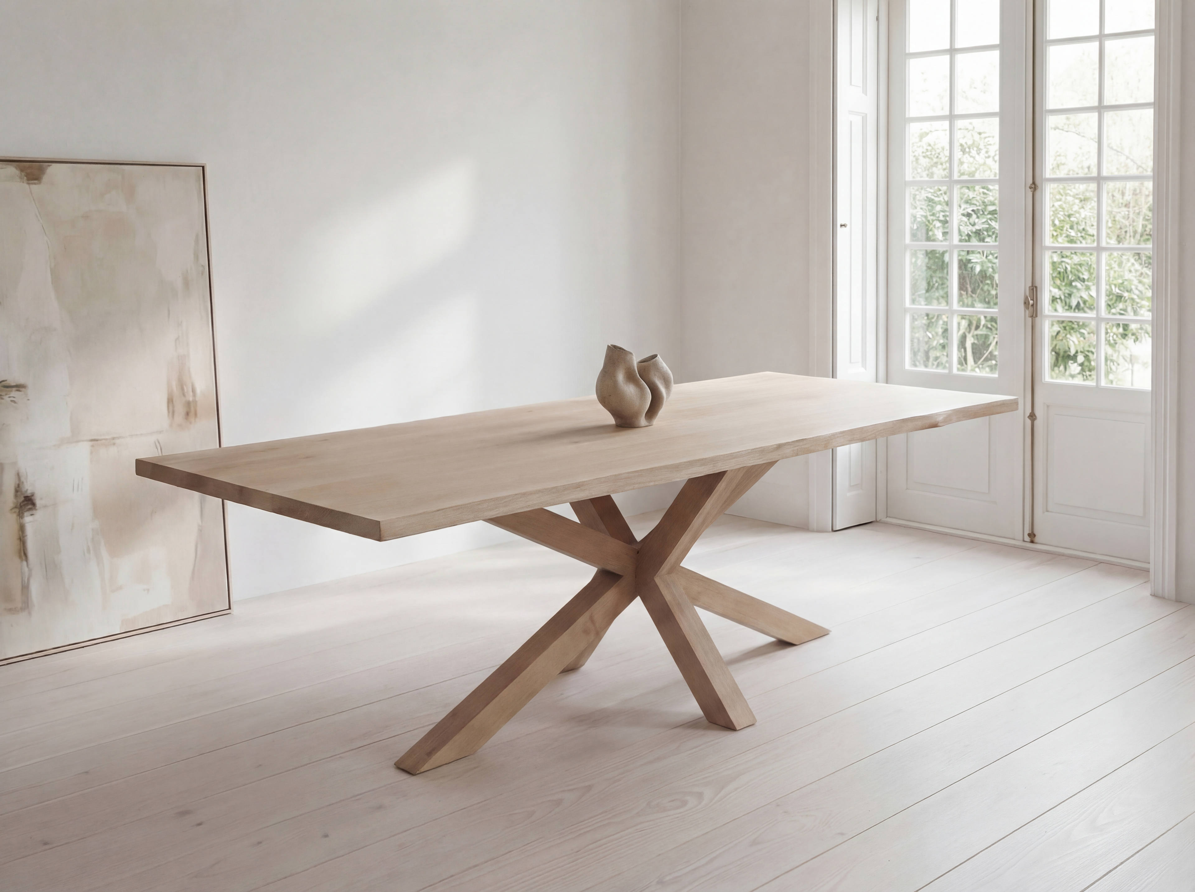 Eiken boomstam eettafel Jeppe