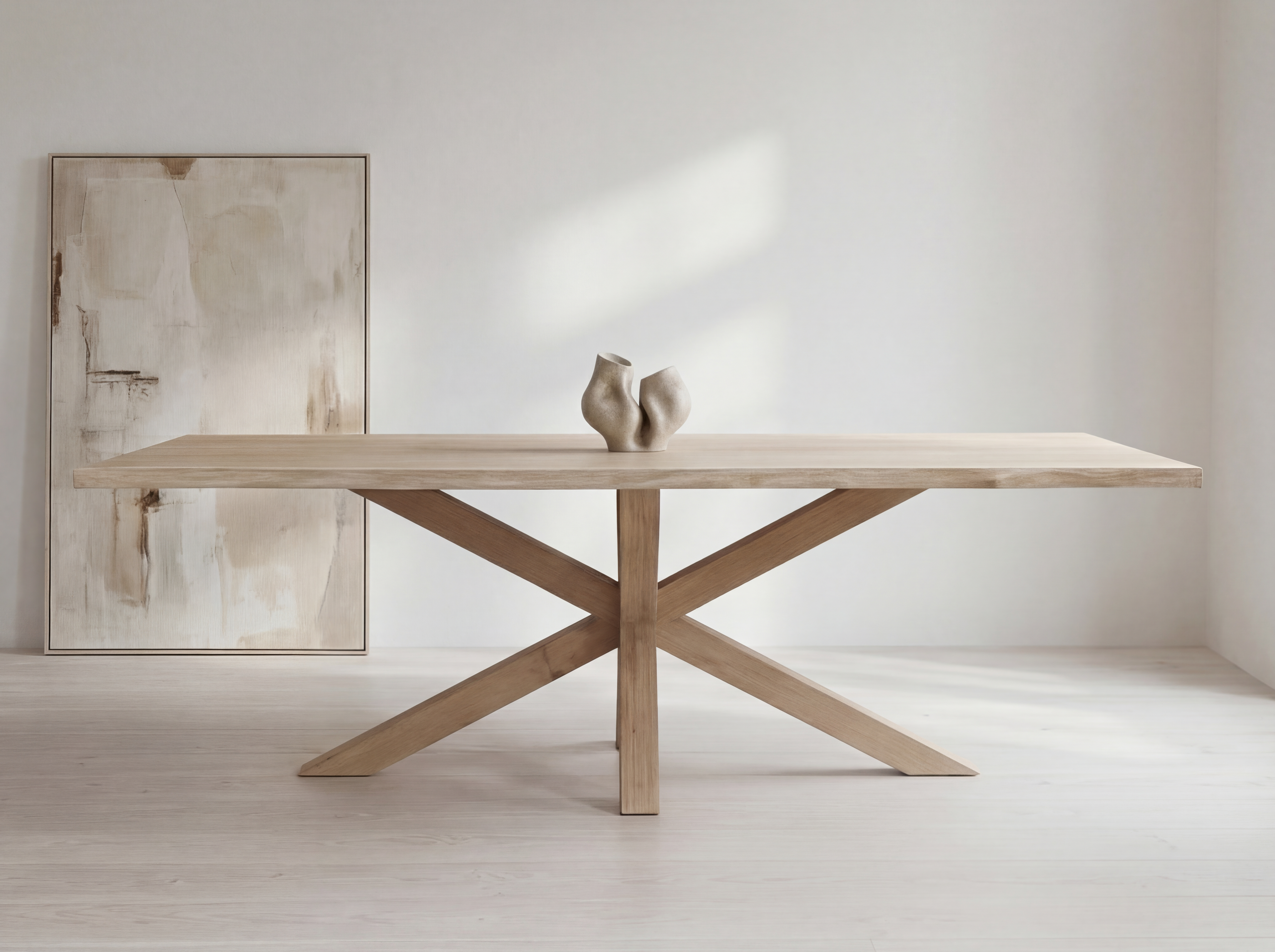 Eiken boomstam eettafel Jeppe