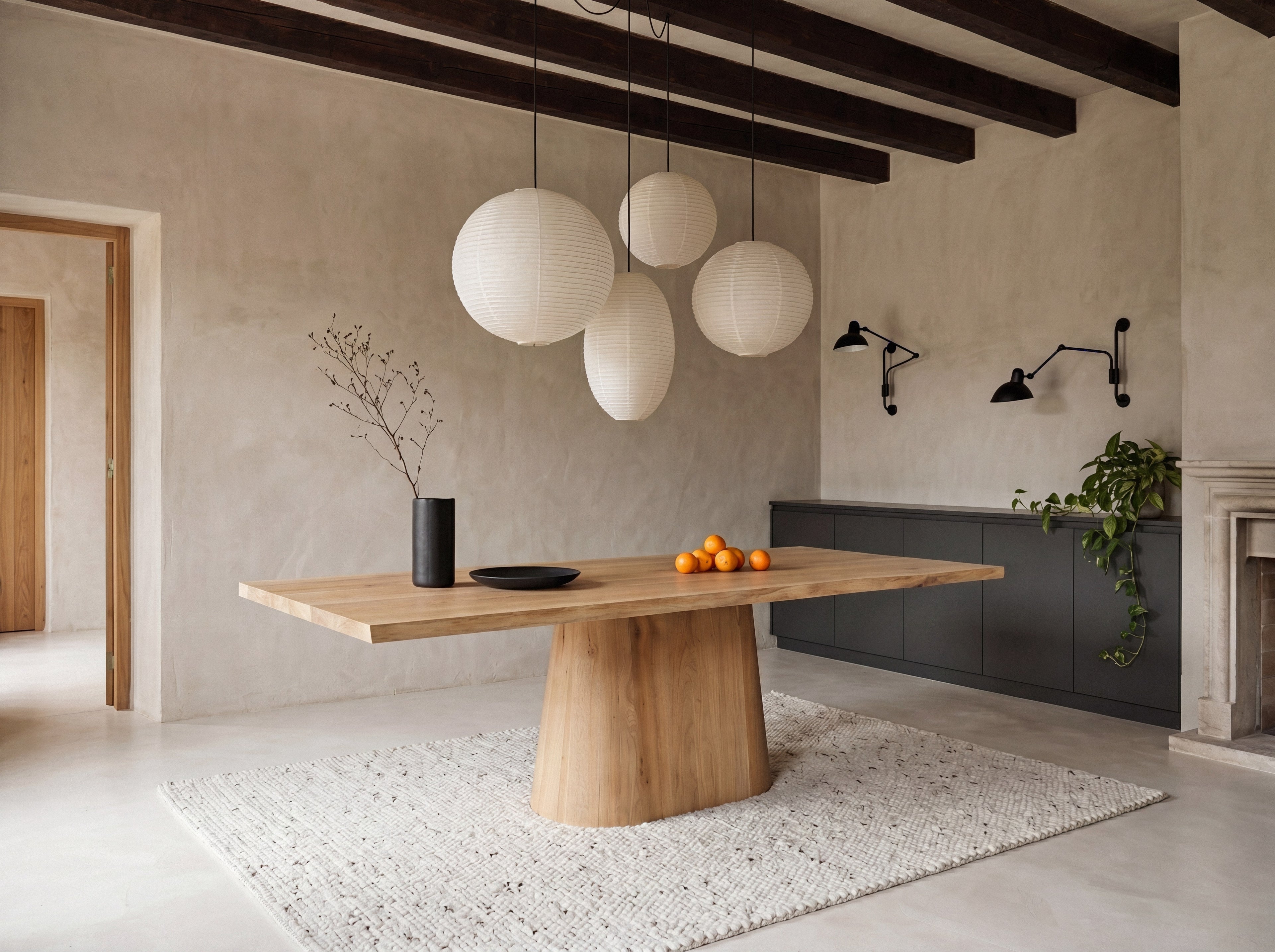 Eiken boomstam eettafel Petter
