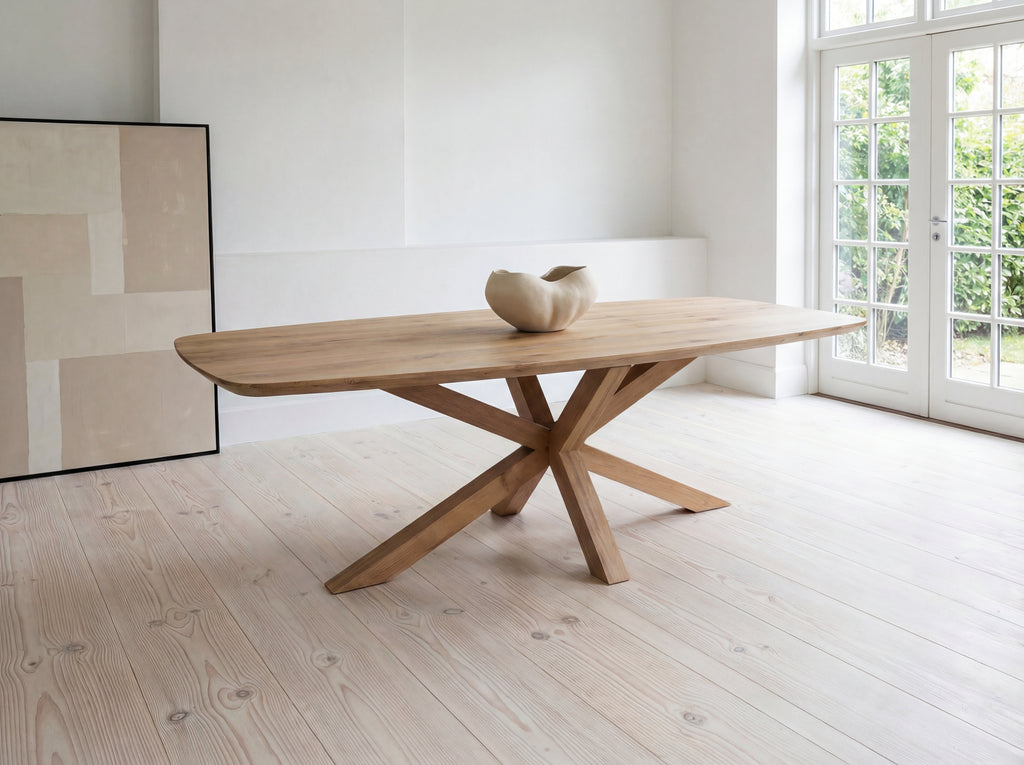 Deense Ovale Eiken Eettafel Kjell | Eiken Spinpoot matrix – PUUR met Hout