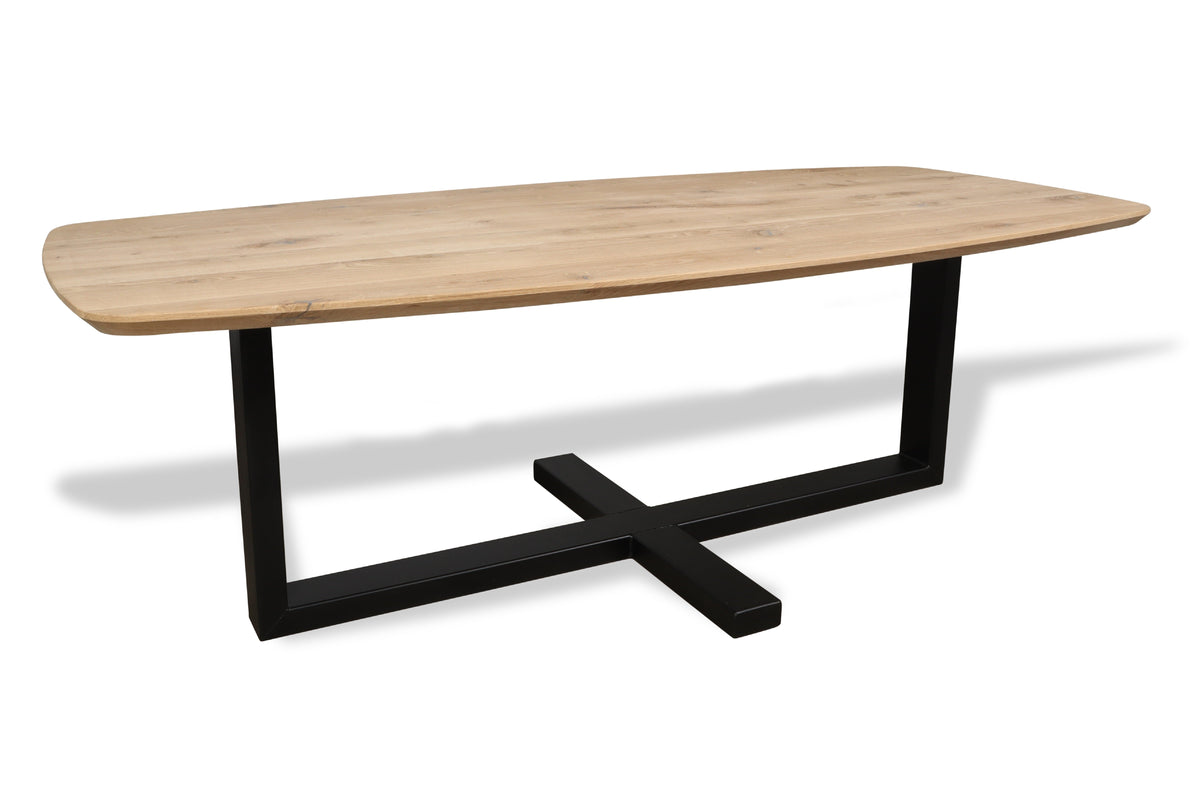 Eiken Deens Ovale Tafel met Metalen Plus-Poot | Scandinavisch Design ...