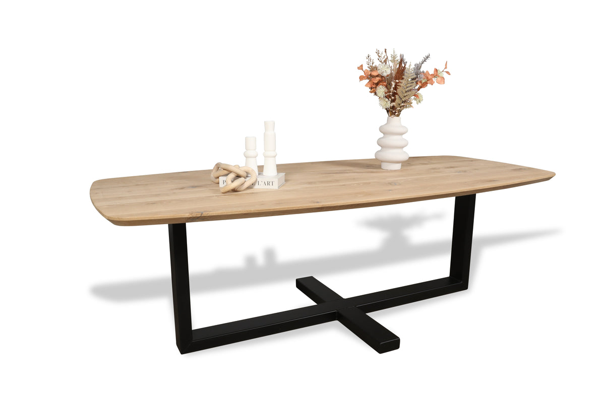 Eiken Deens Ovale Tafel met Metalen Plus-Poot | Scandinavisch Design ...