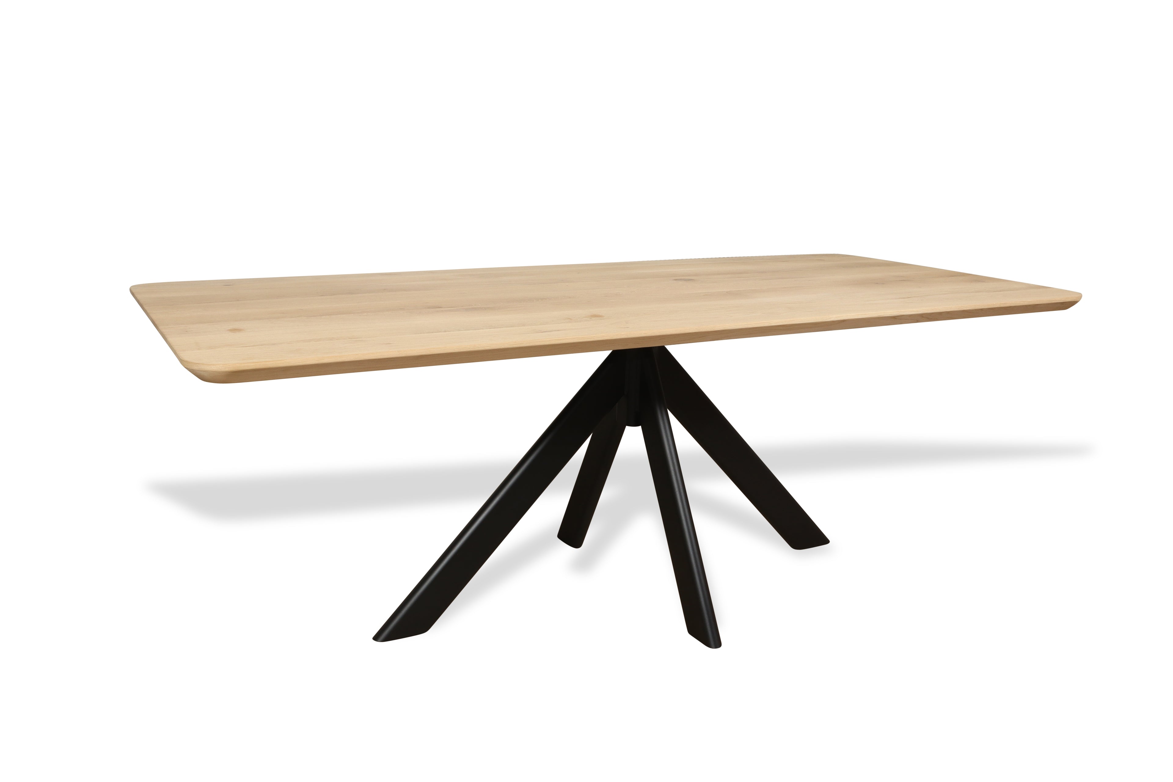 Rechte eiken eettafel Nils ronde hoek