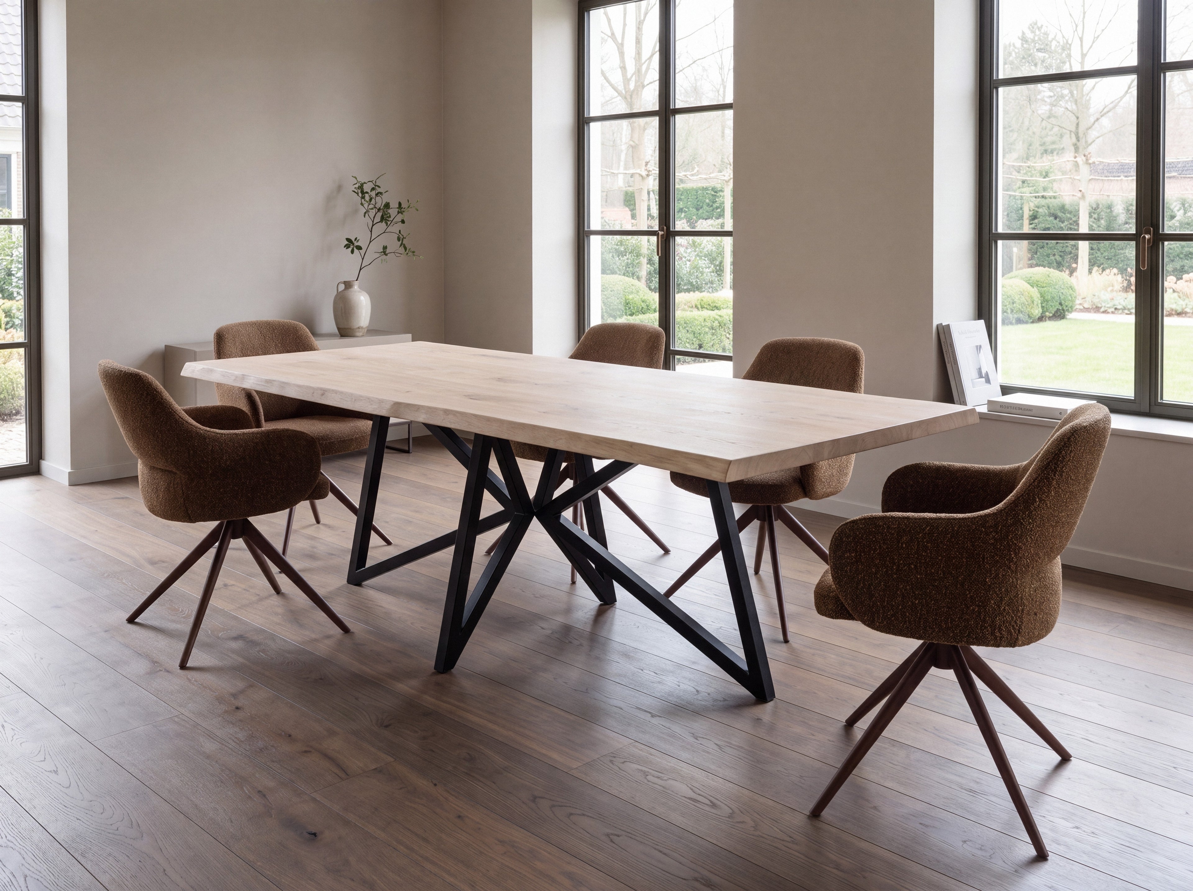 Eiken boomstam eettafel Hannah