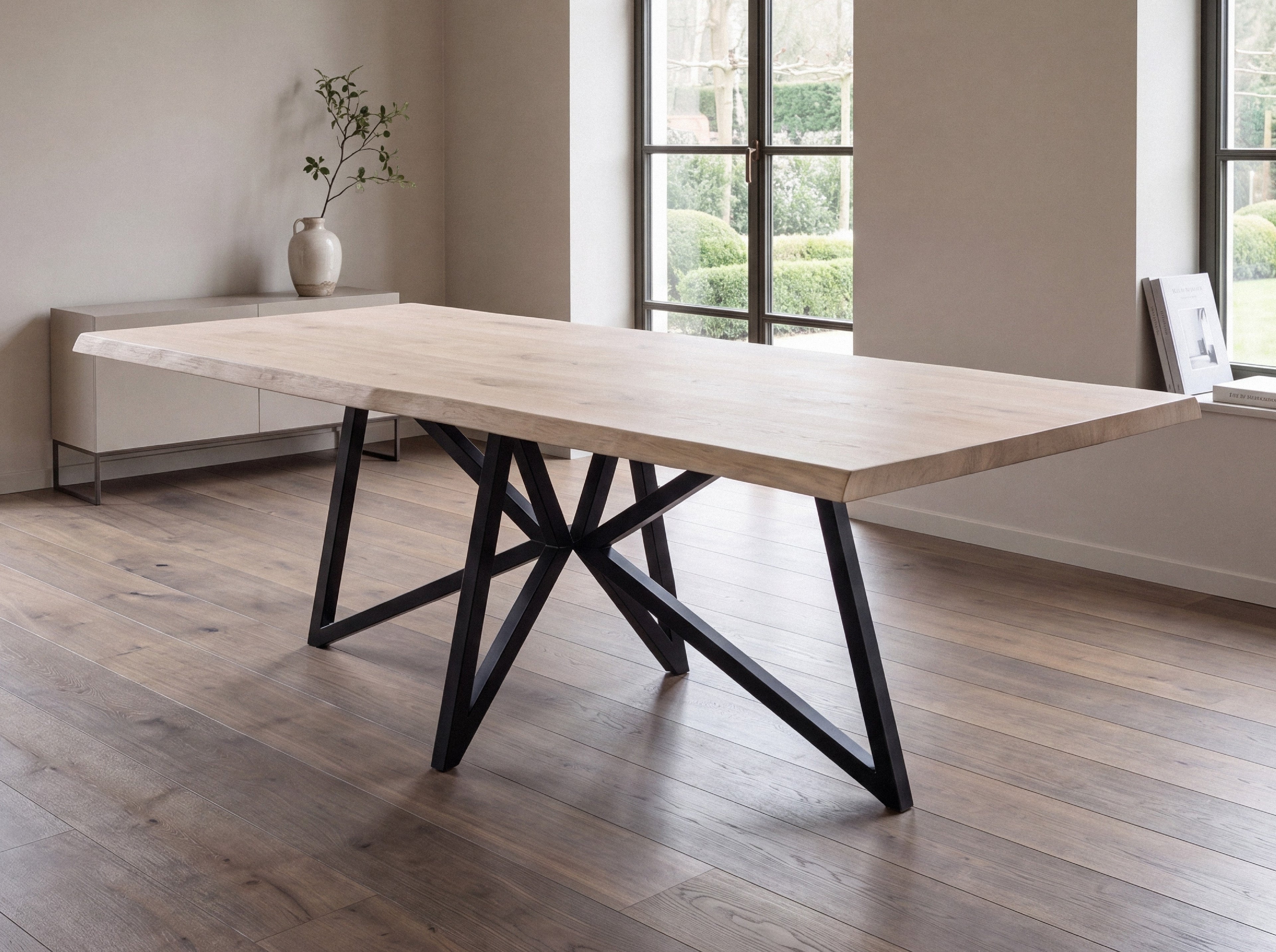 Eiken boomstam eettafel Hannah