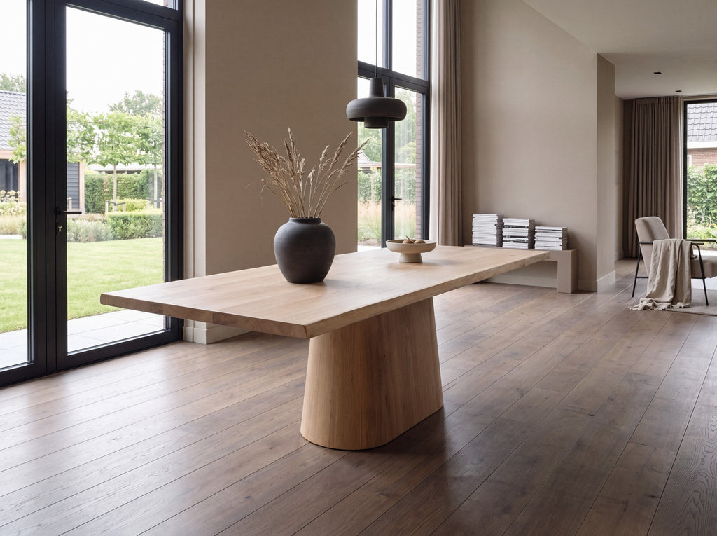 Eiken boomstam eettafel Petter