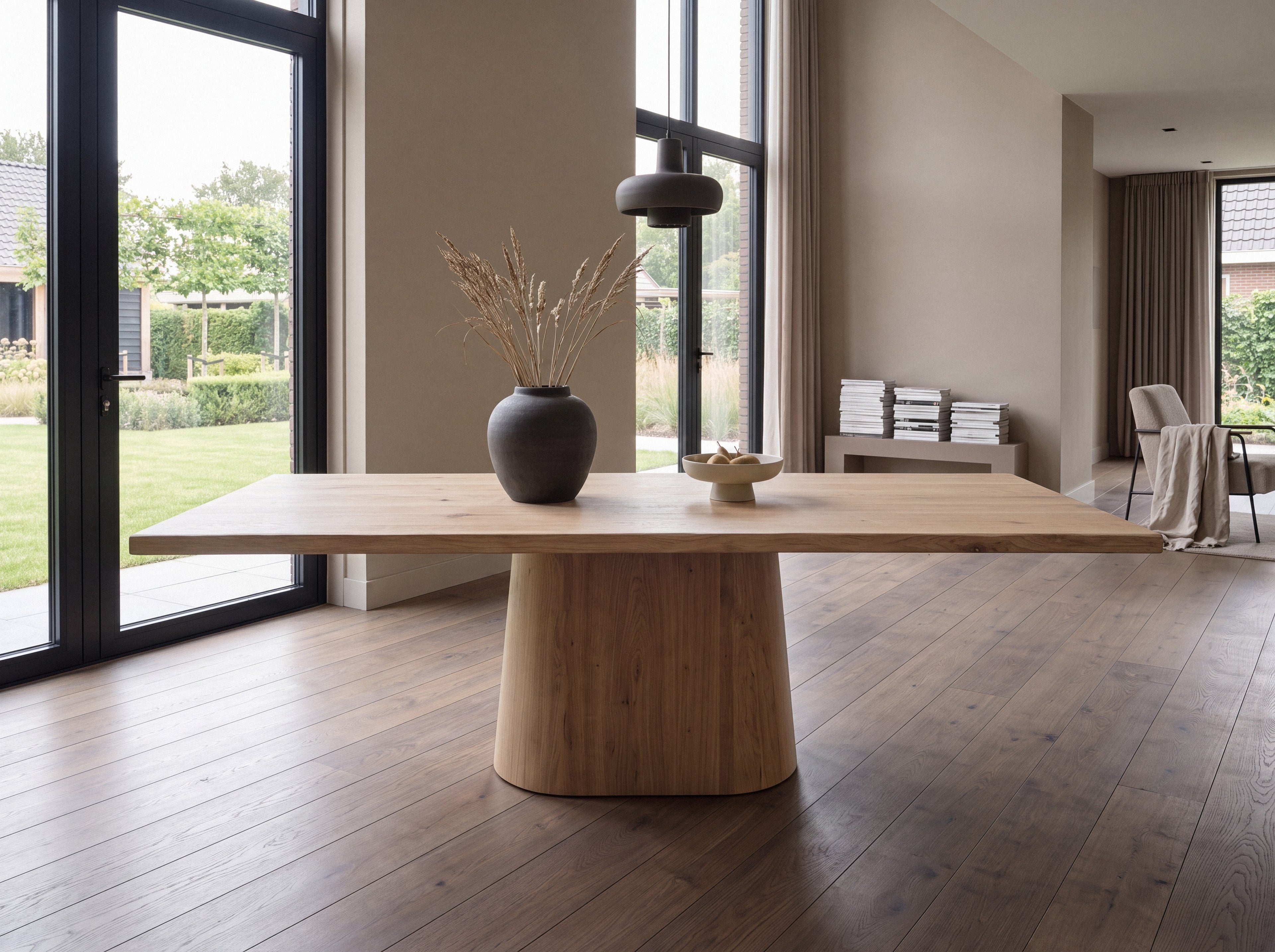 Eiken boomstam eettafel Petter