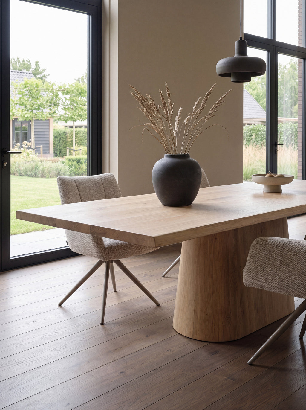 Eiken boomstam eettafel Petter