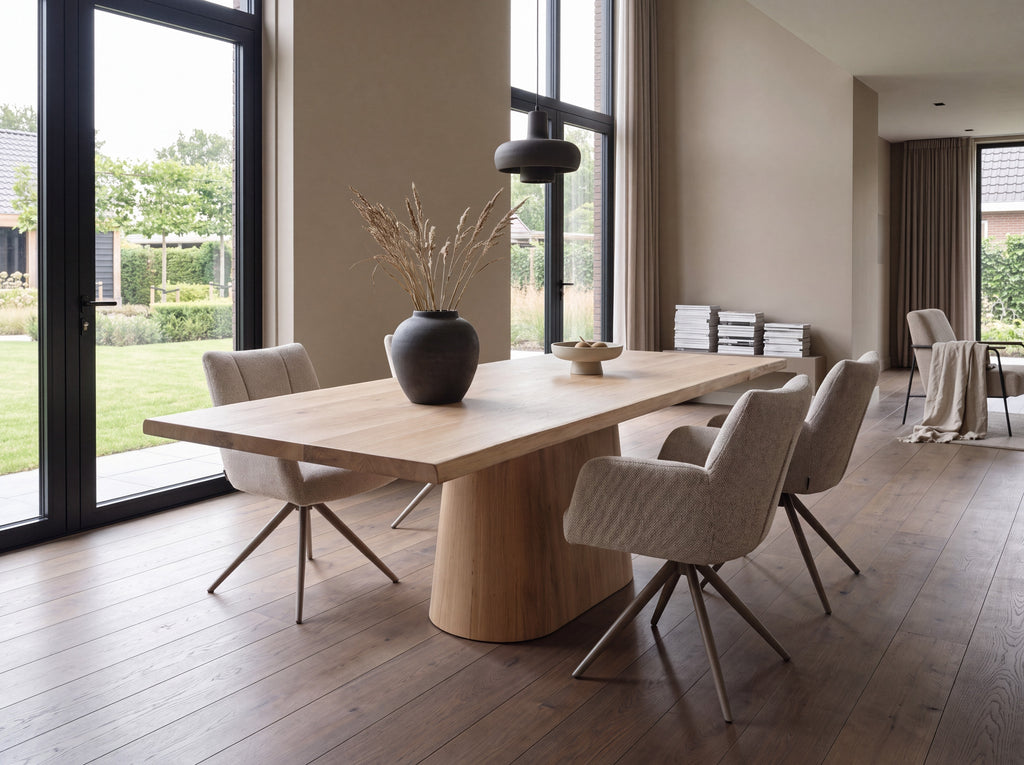 Eiken boomstam eettafel Petter