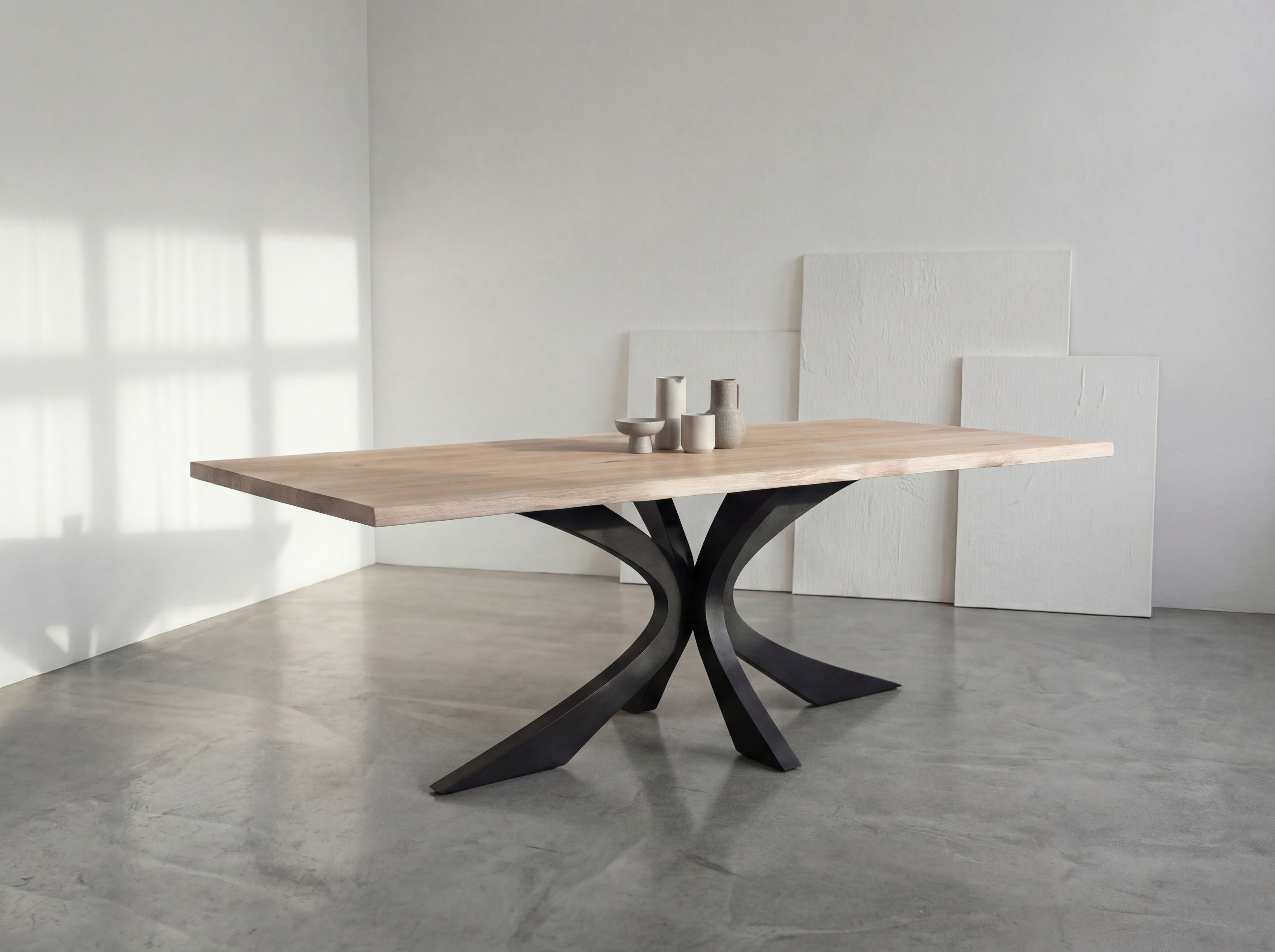 Eiken boomstam eettafel Jorn