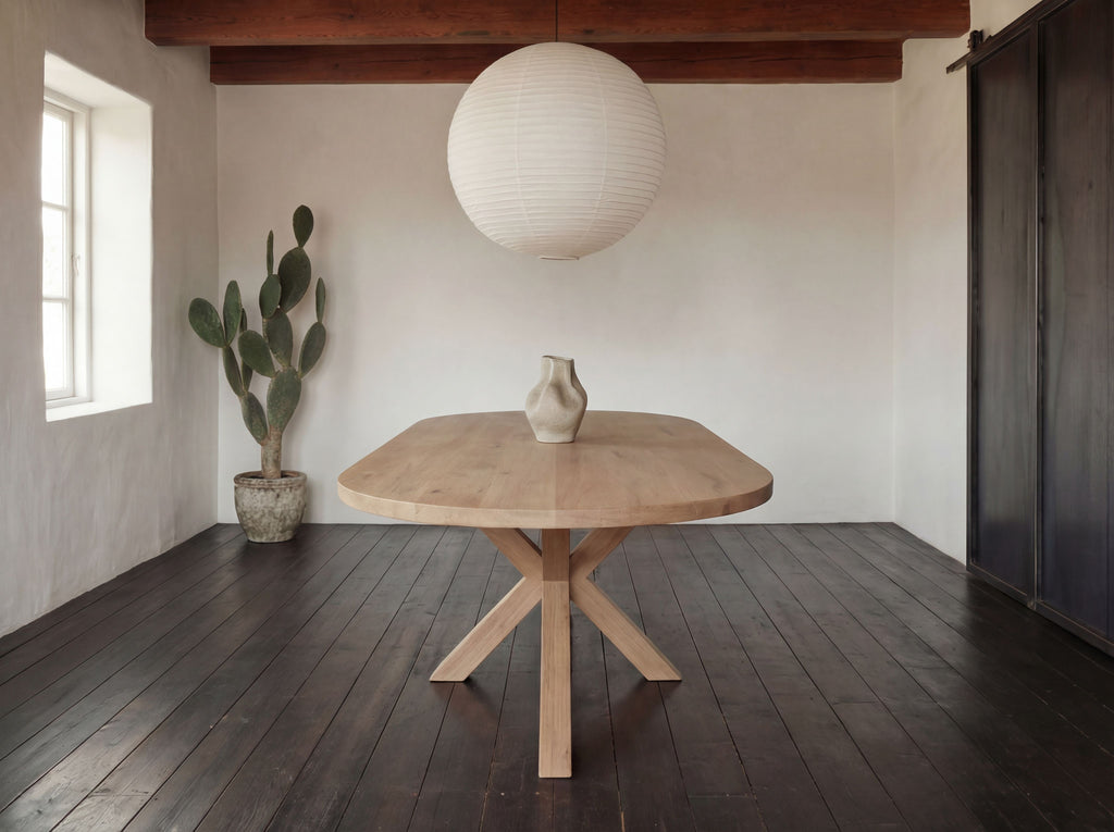 Plat ovale eiken eettafel Selma