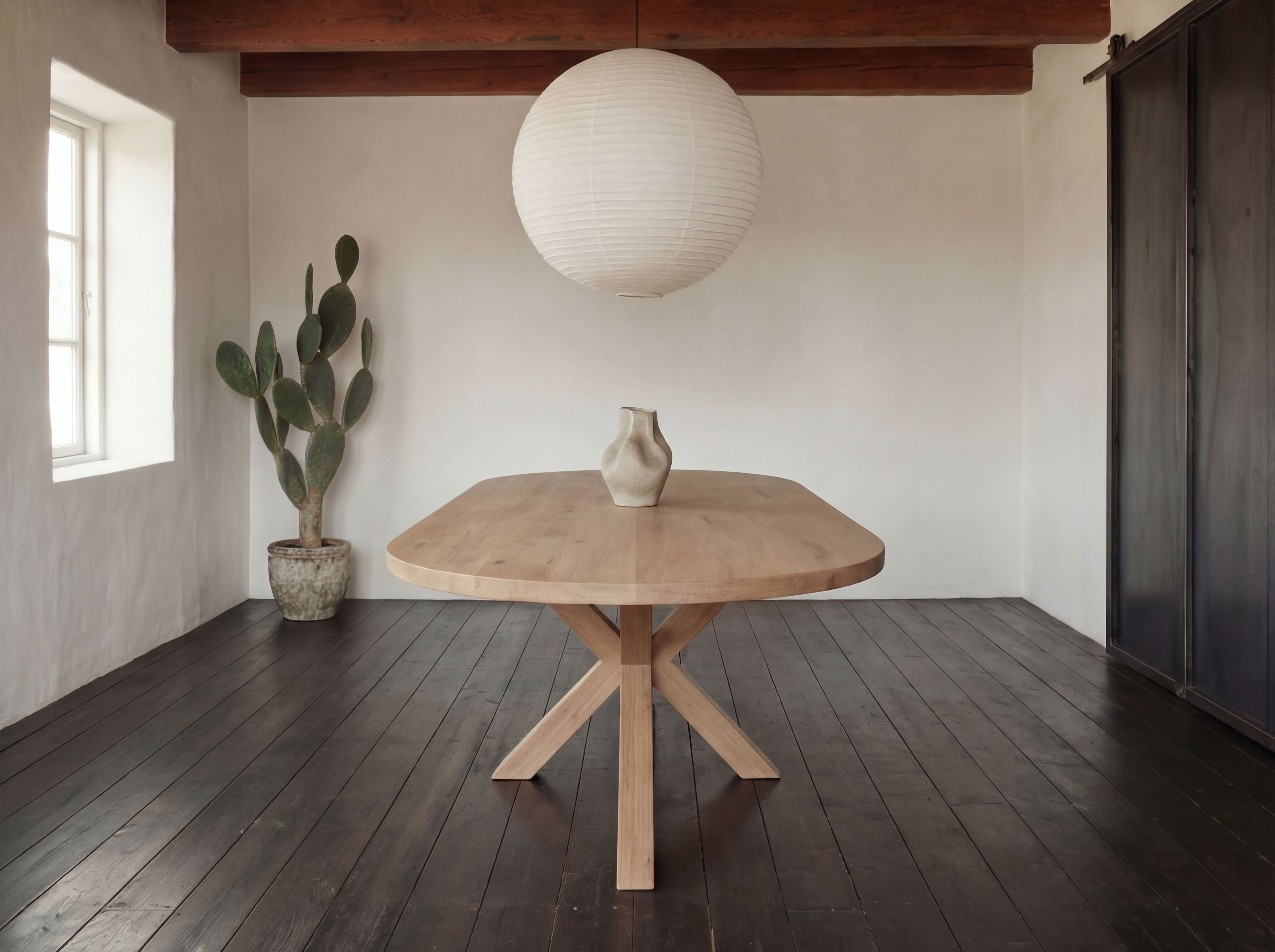 Plat ovale eiken eettafel Selma