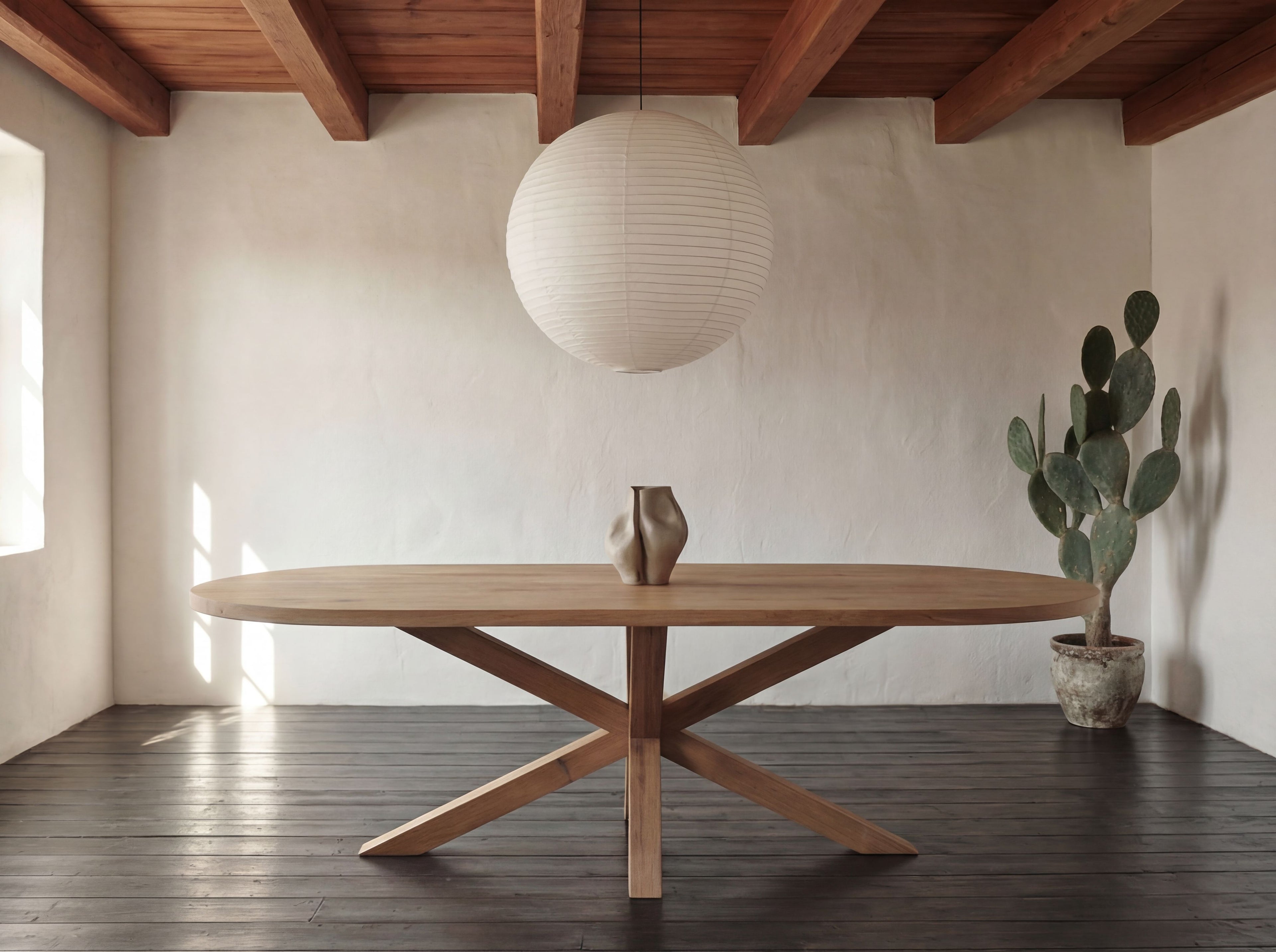 Plat ovale eiken eettafel Selma