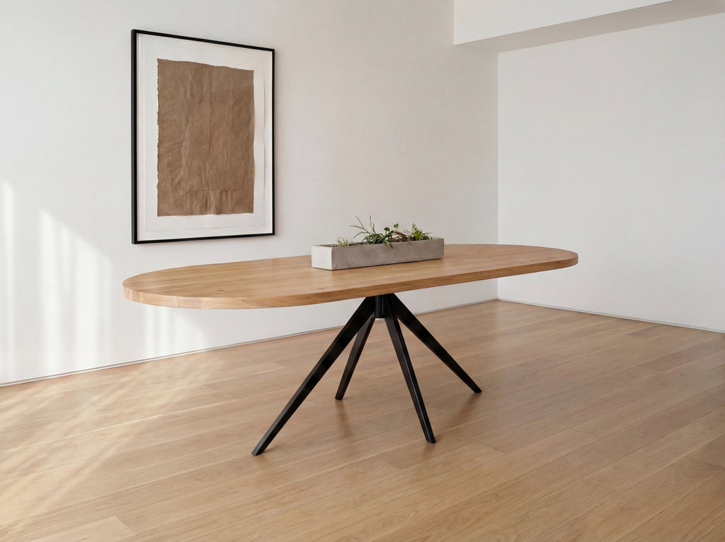 Plat ovale eiken eettafel Eevi