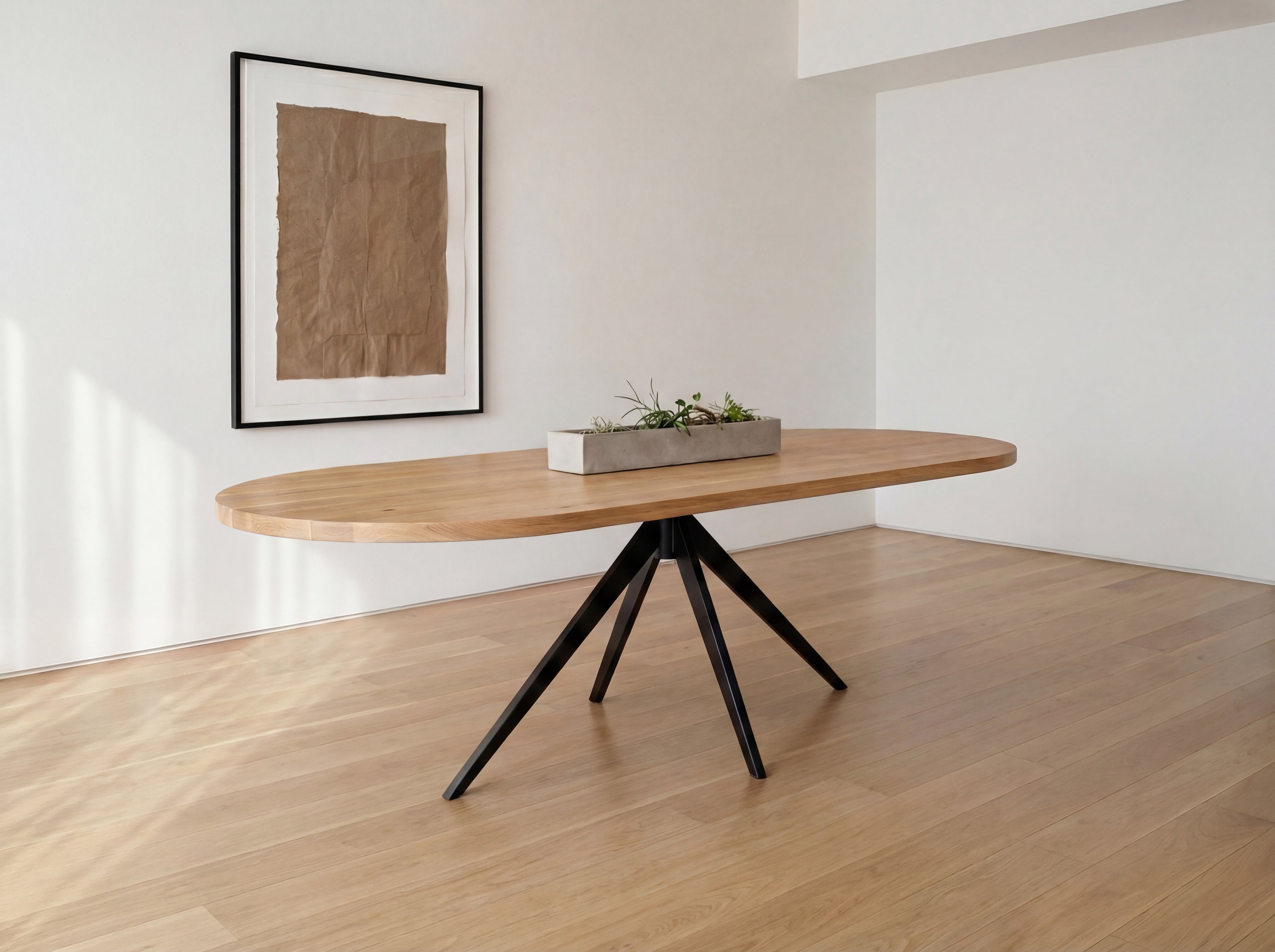 Plat ovale eiken eettafel Eevi