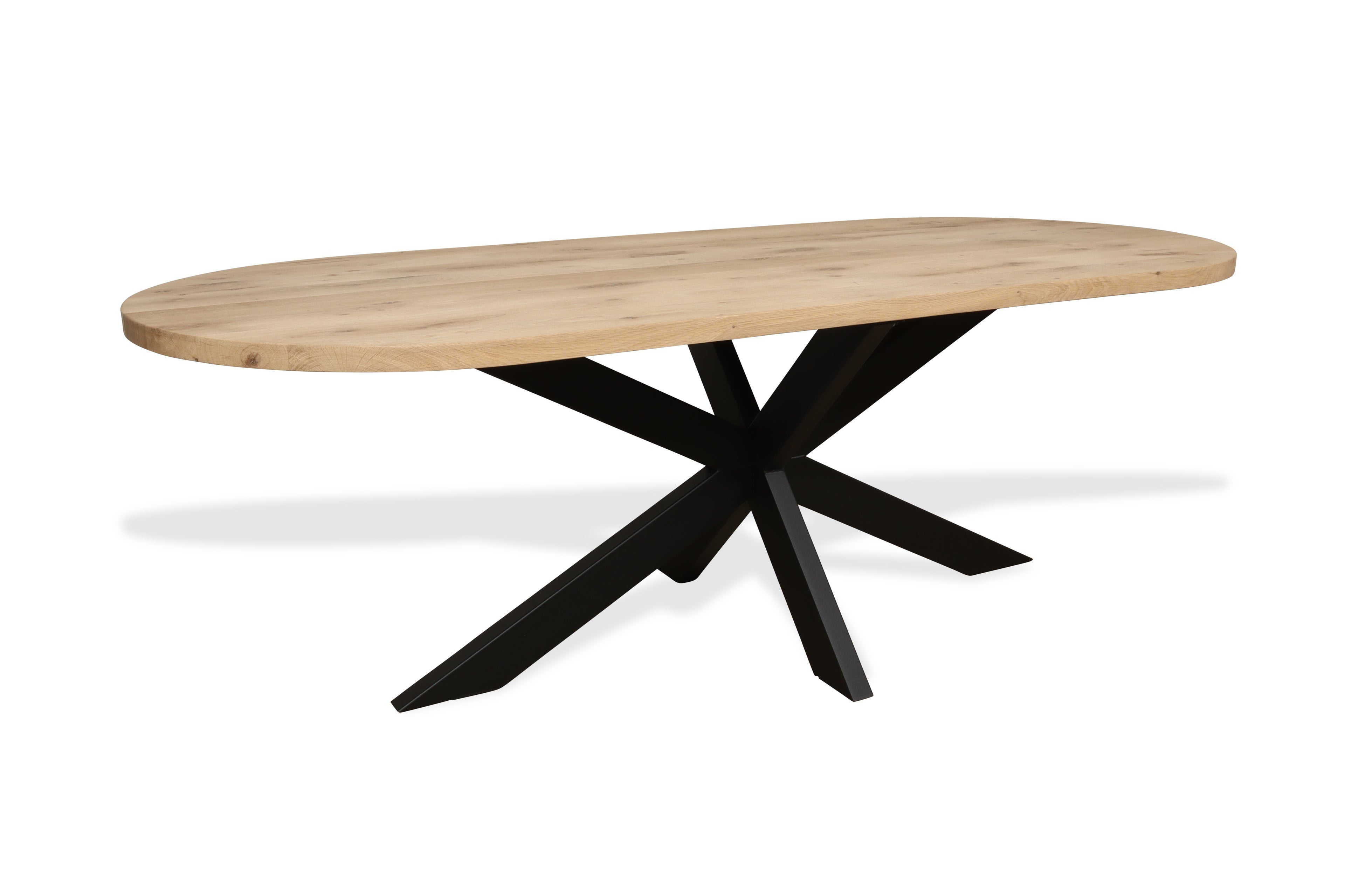 Plat ovale eiken eettafel Lissi