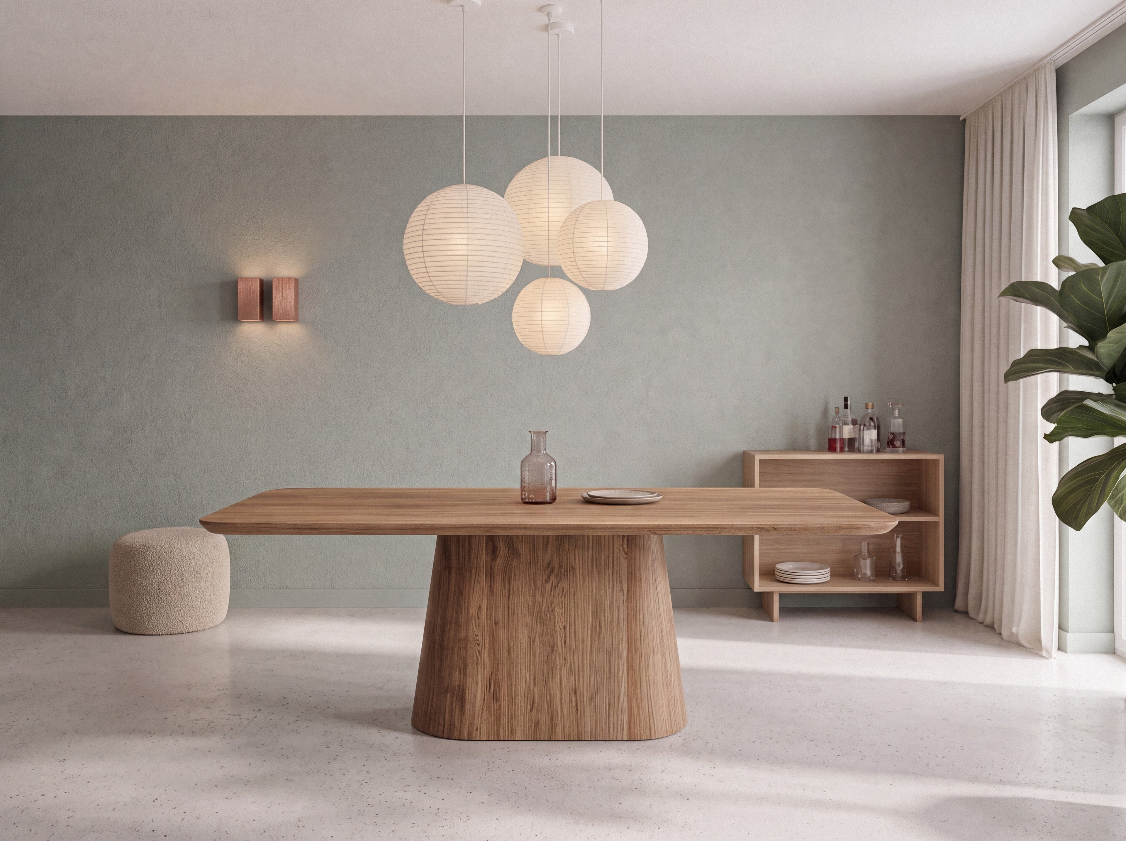 Eiken boomstam eettafel Unni