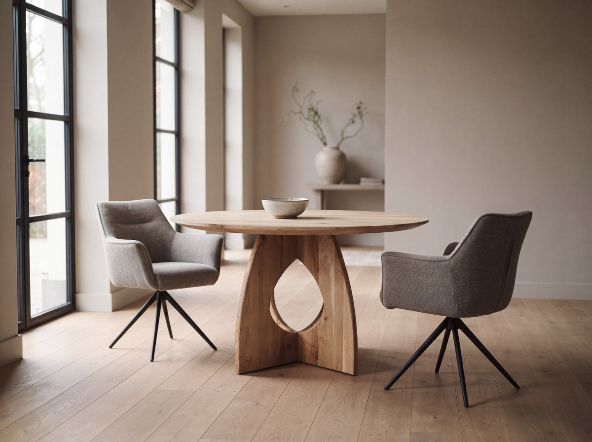 Eiken ronde eettafel Mees