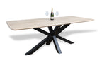 Rechte eiken eettafel Linnea ronde hoek