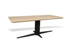 Rechte eiken eettafel Saga ronde hoek