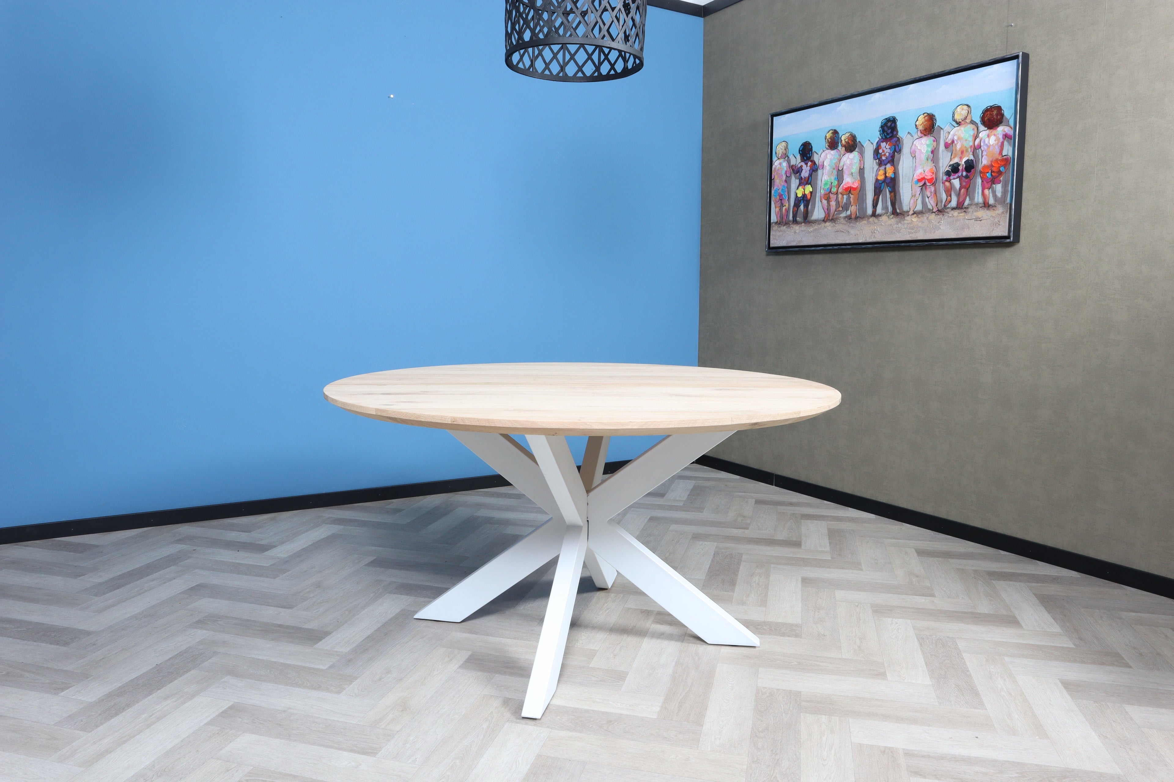 Eiken ronde eettafel Lilly