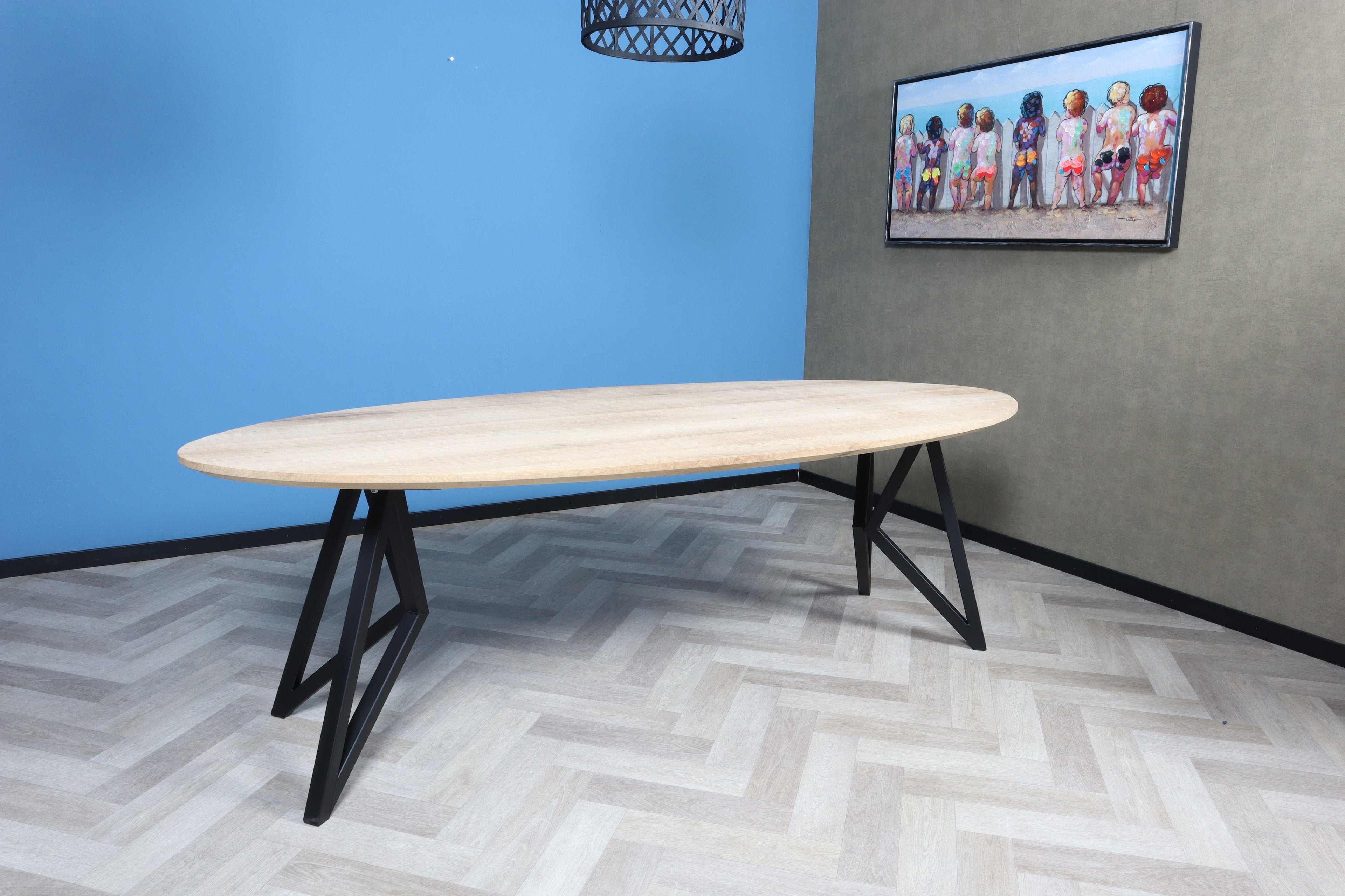 Ovale eiken eettafel Liv facet rand