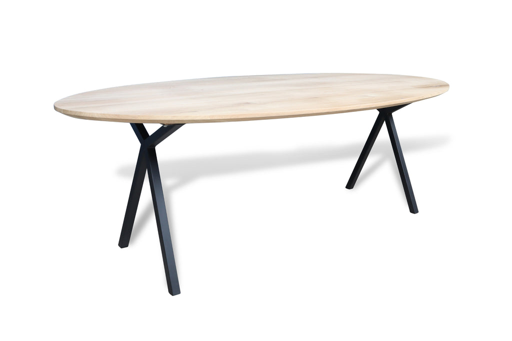 Ovale eiken eettafel Maren facet rand
