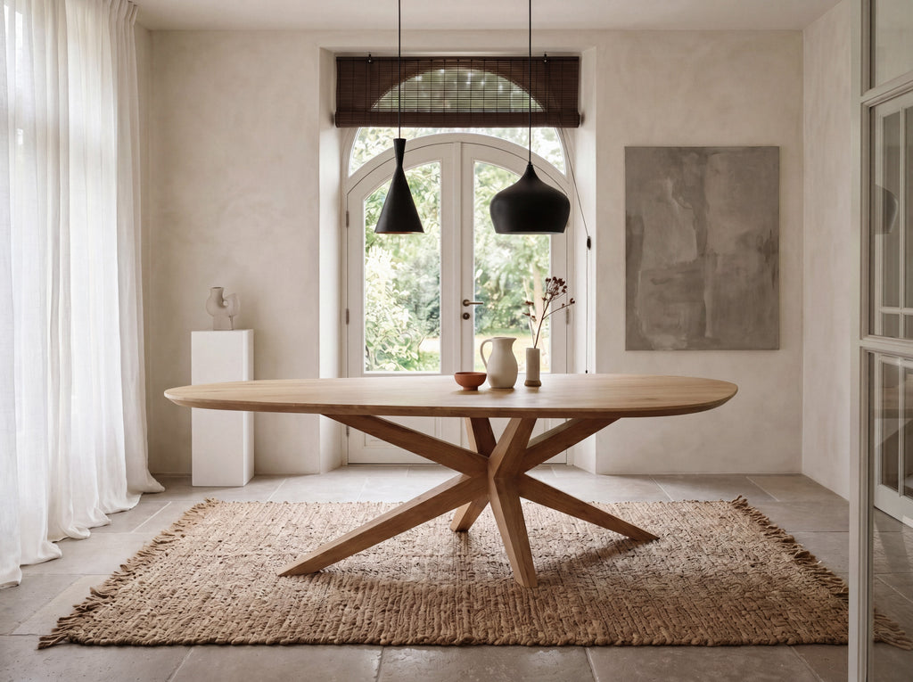 Organische eiken eettafel Sassa