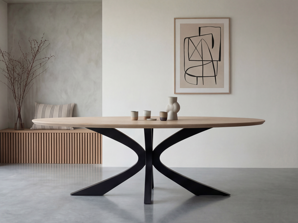Ovale eiken eettafel Ebba