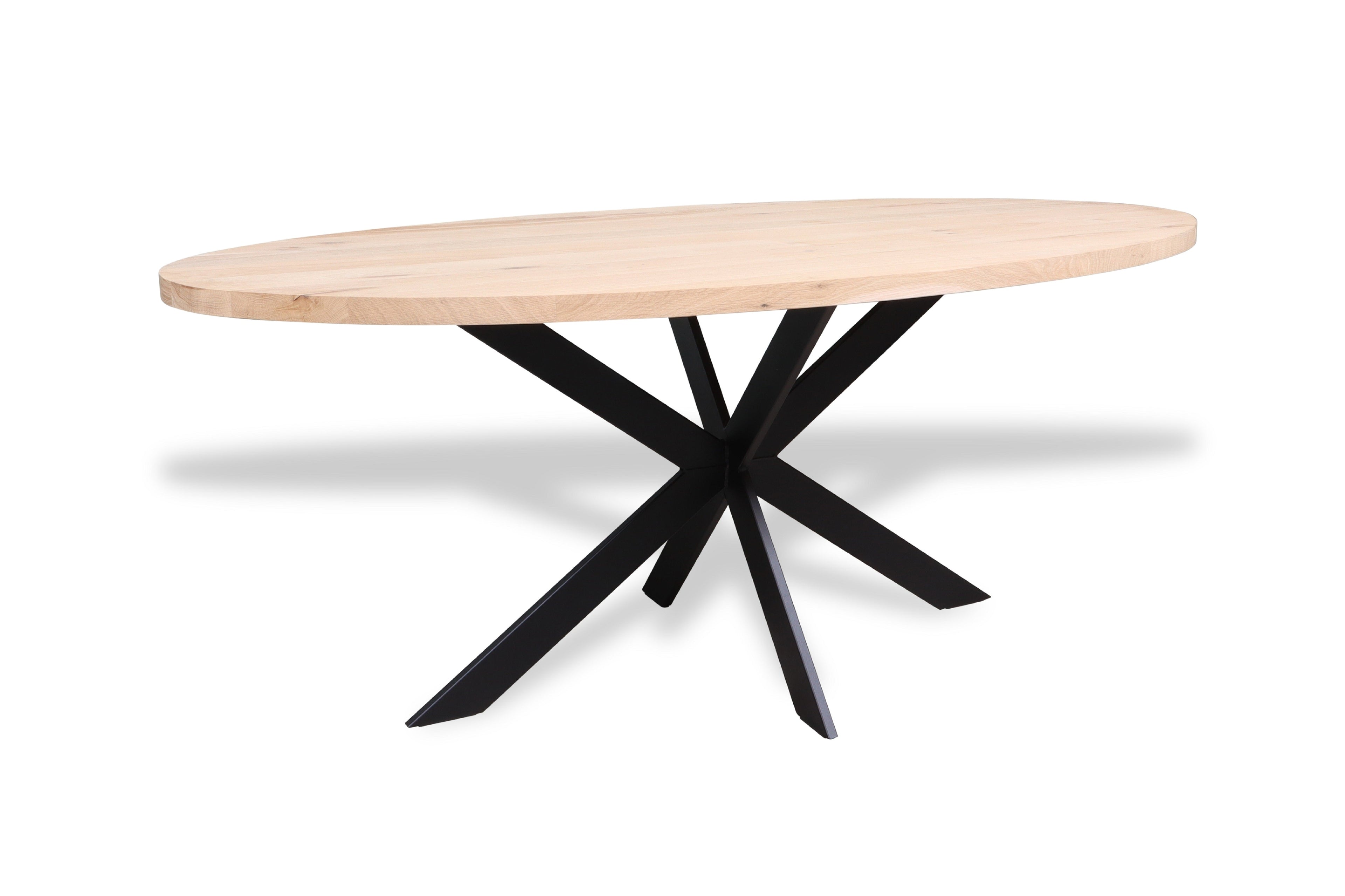 Ovale eiken eettafel Pernilla rechte rand