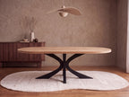 Plat ovale eiken eettafel Ella
