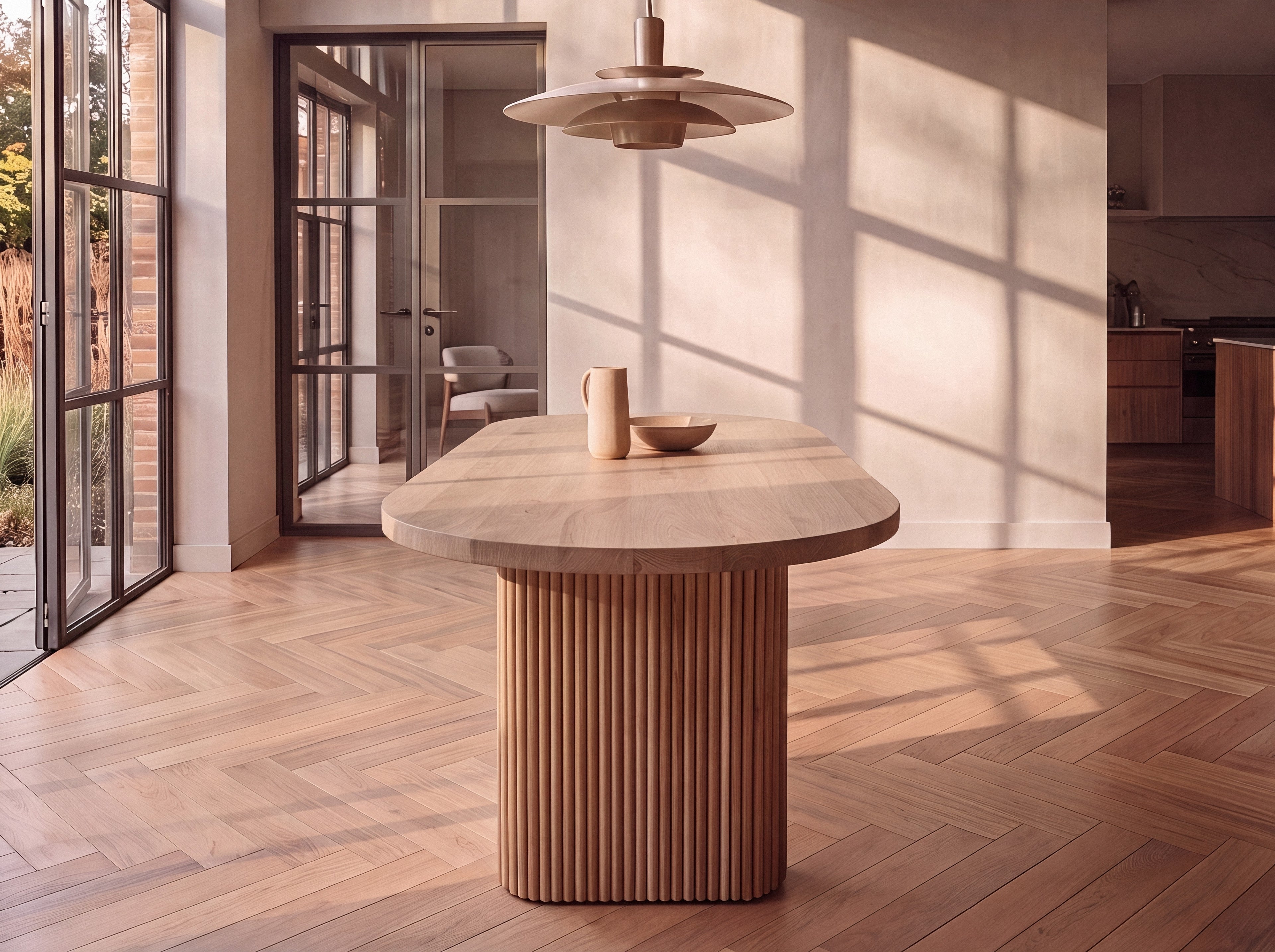 Plat ovale eiken eettafel Malin