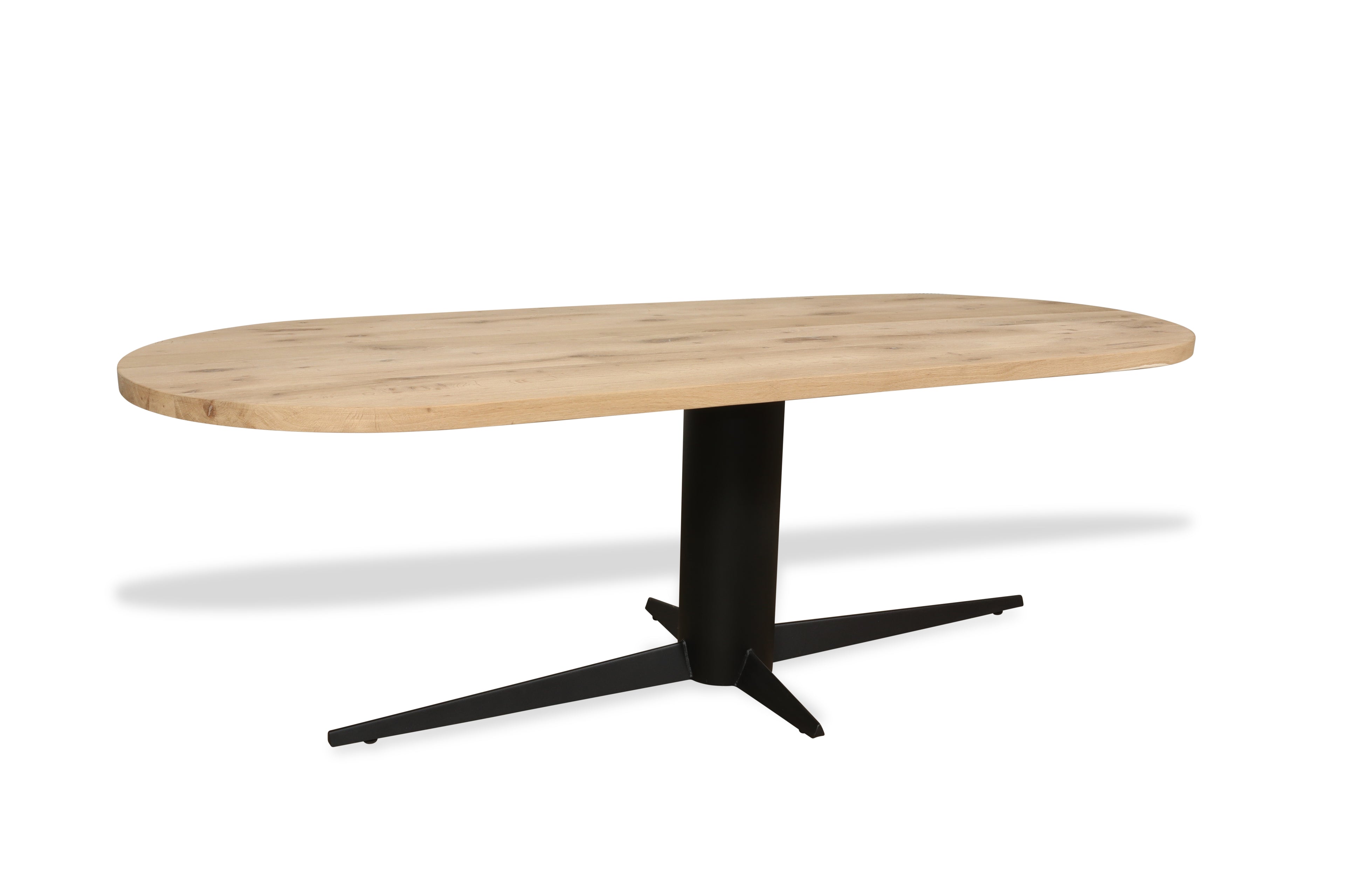 Plat ovale eiken eettafel Olle