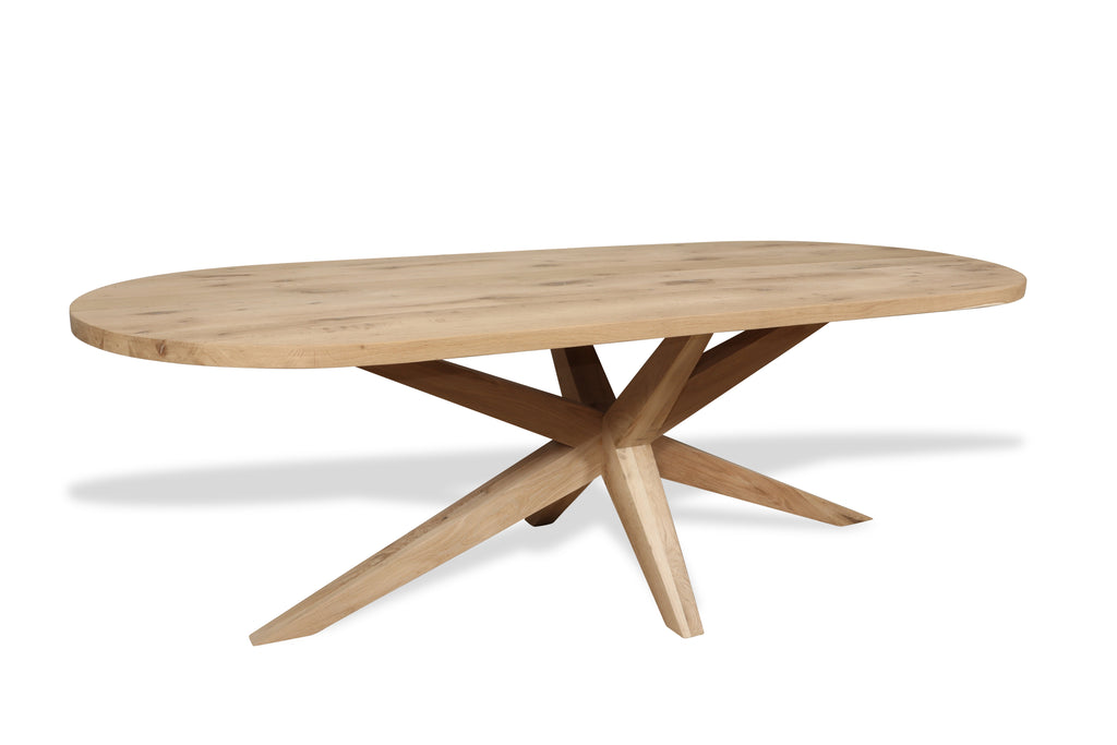 Plat ovale eiken eettafel Filip