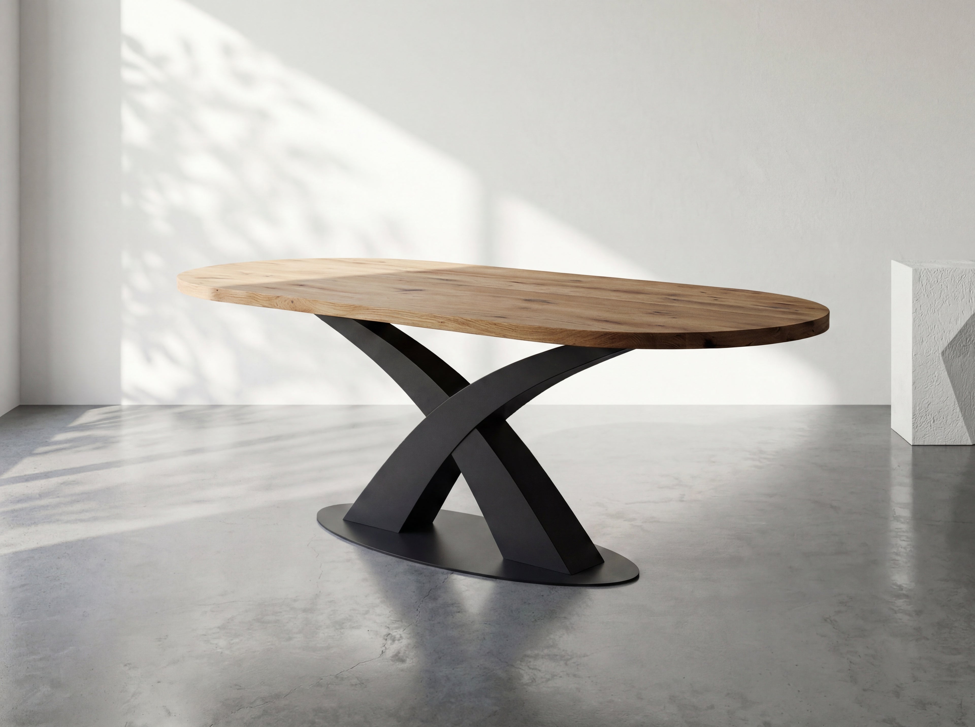 Plat ovale eiken eettafel Annelie