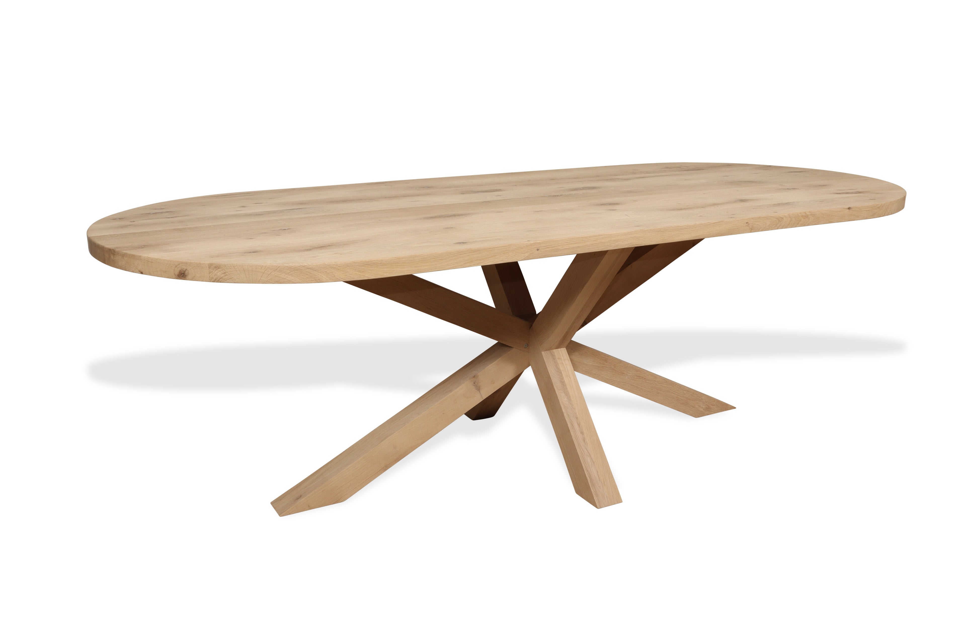 Plat ovale eiken eettafel Selma