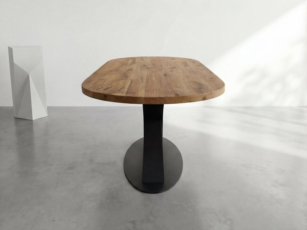 Plat ovale eiken eettafel Annelie
