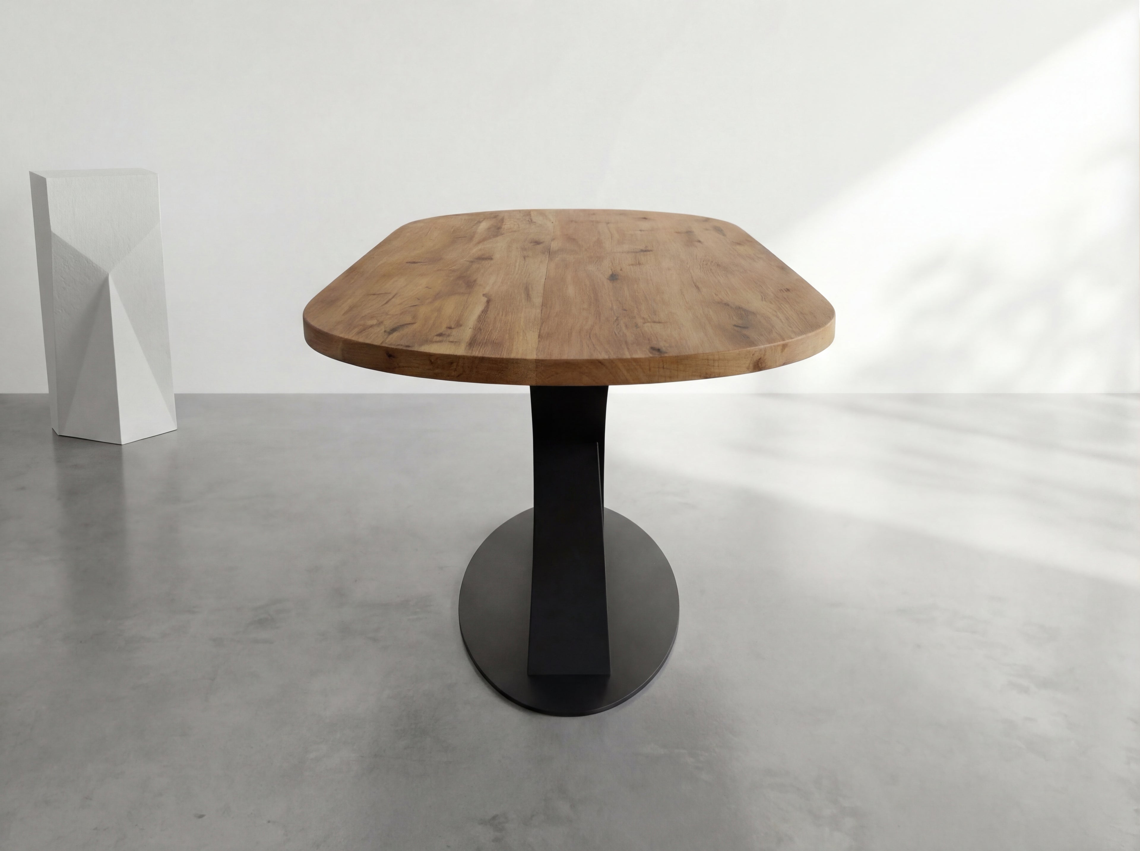 Plat ovale eiken eettafel Annelie