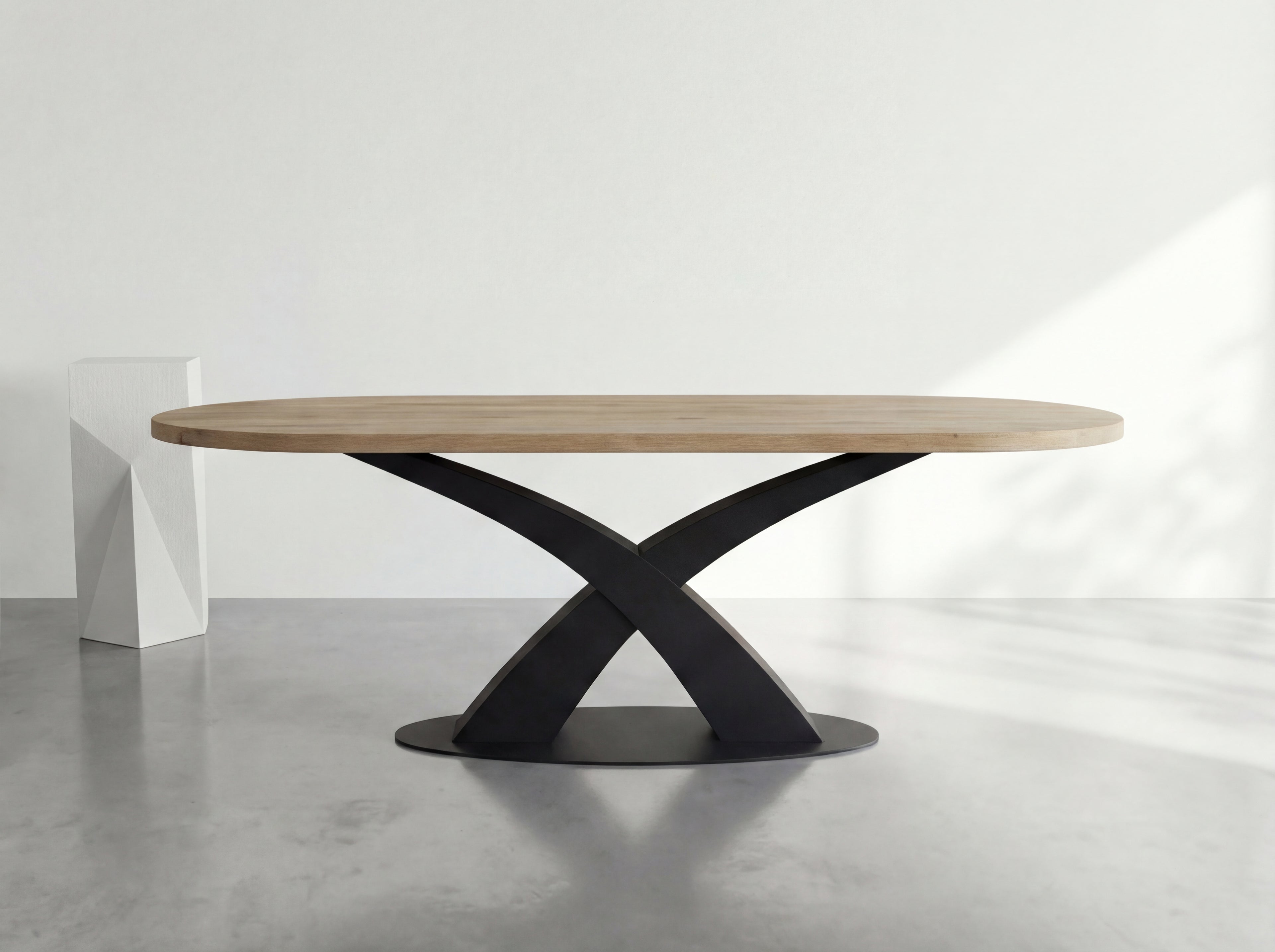 Plat ovale eiken eettafel Annelie