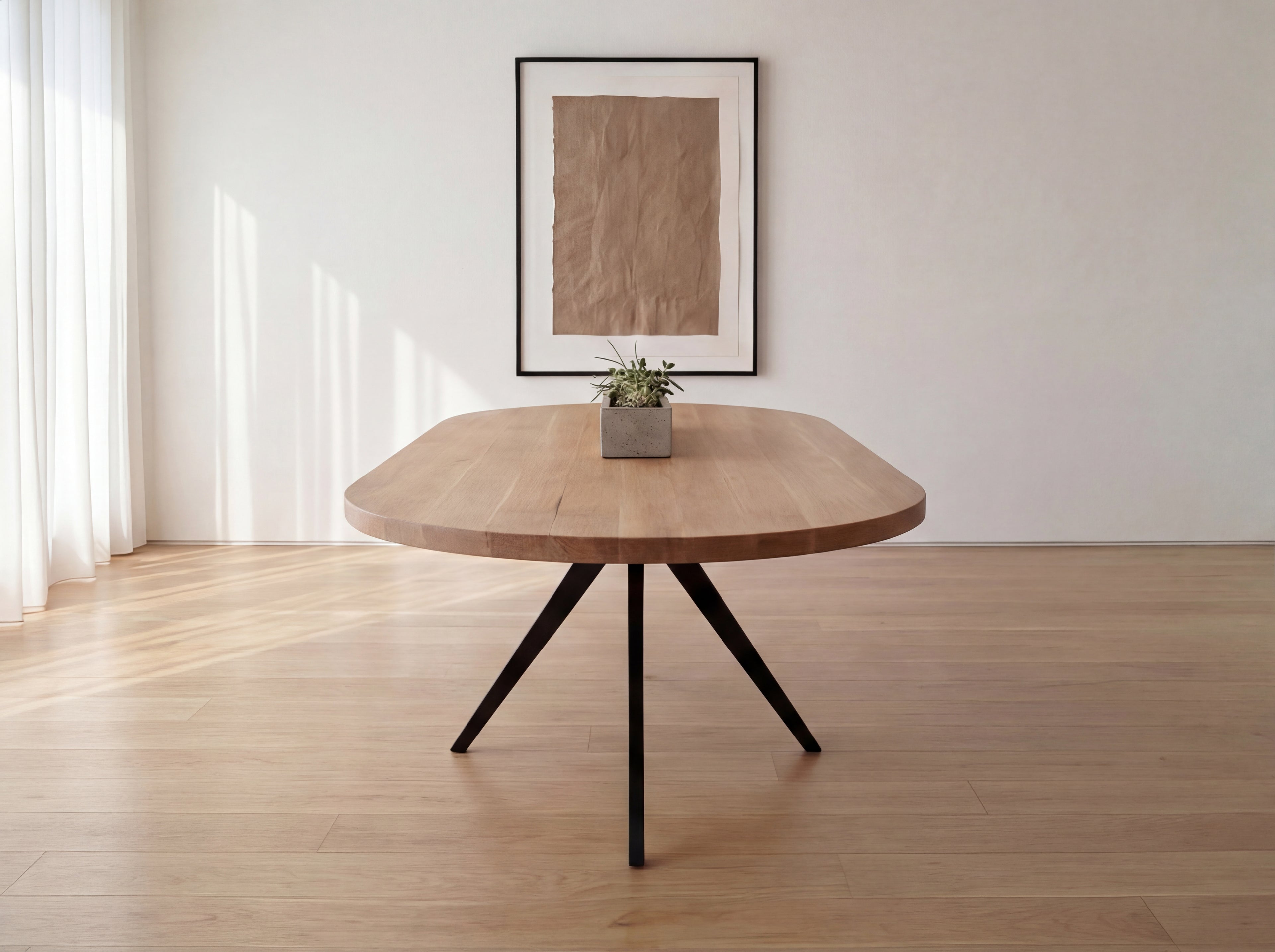 Plat ovale eiken eettafel Eevi