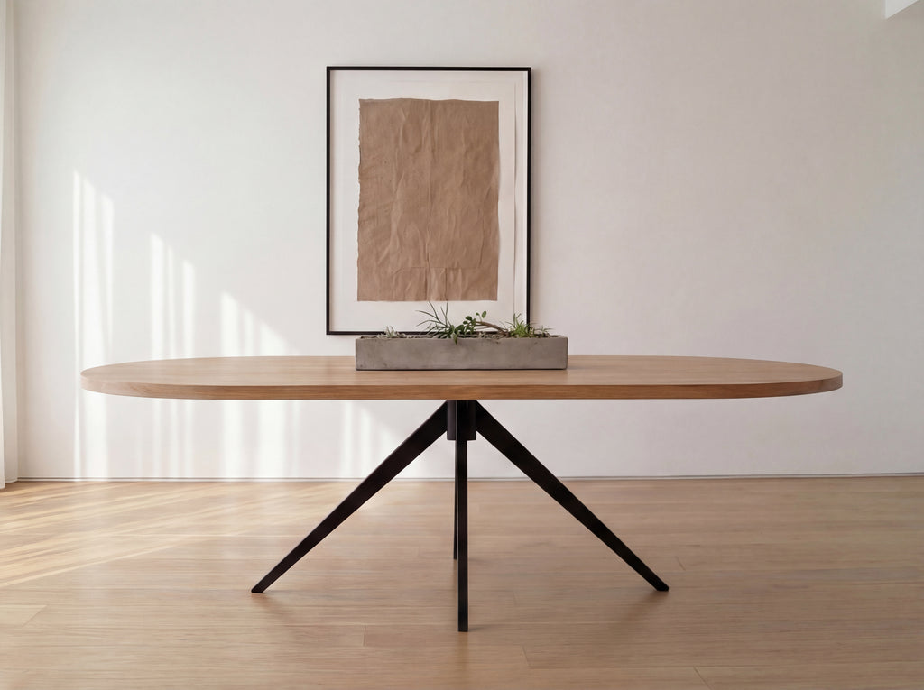 Plat ovale eiken eettafel Eevi