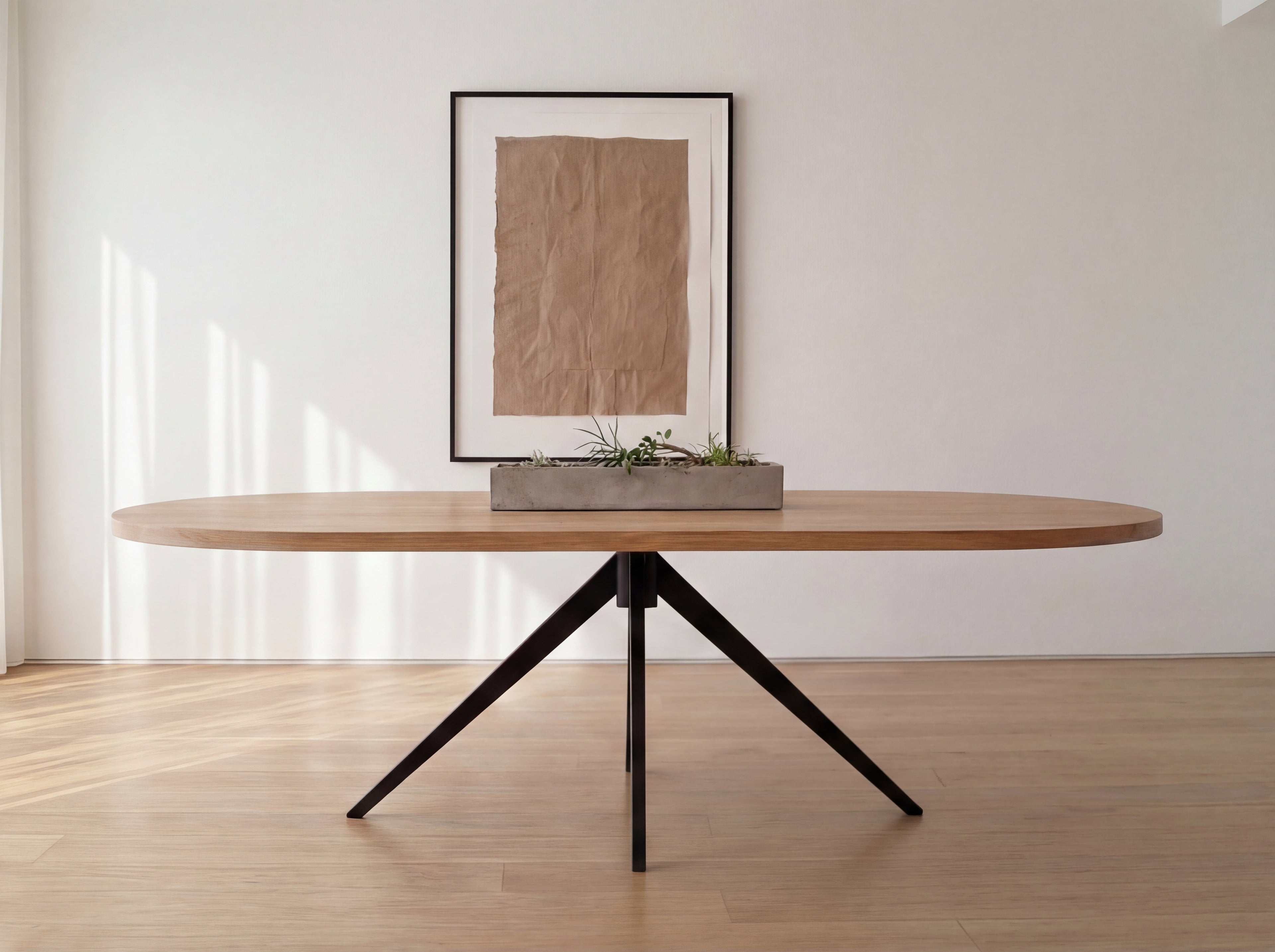 Plat ovale eiken eettafel Eevi