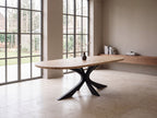 Plat ovale eiken eettafel Ella
